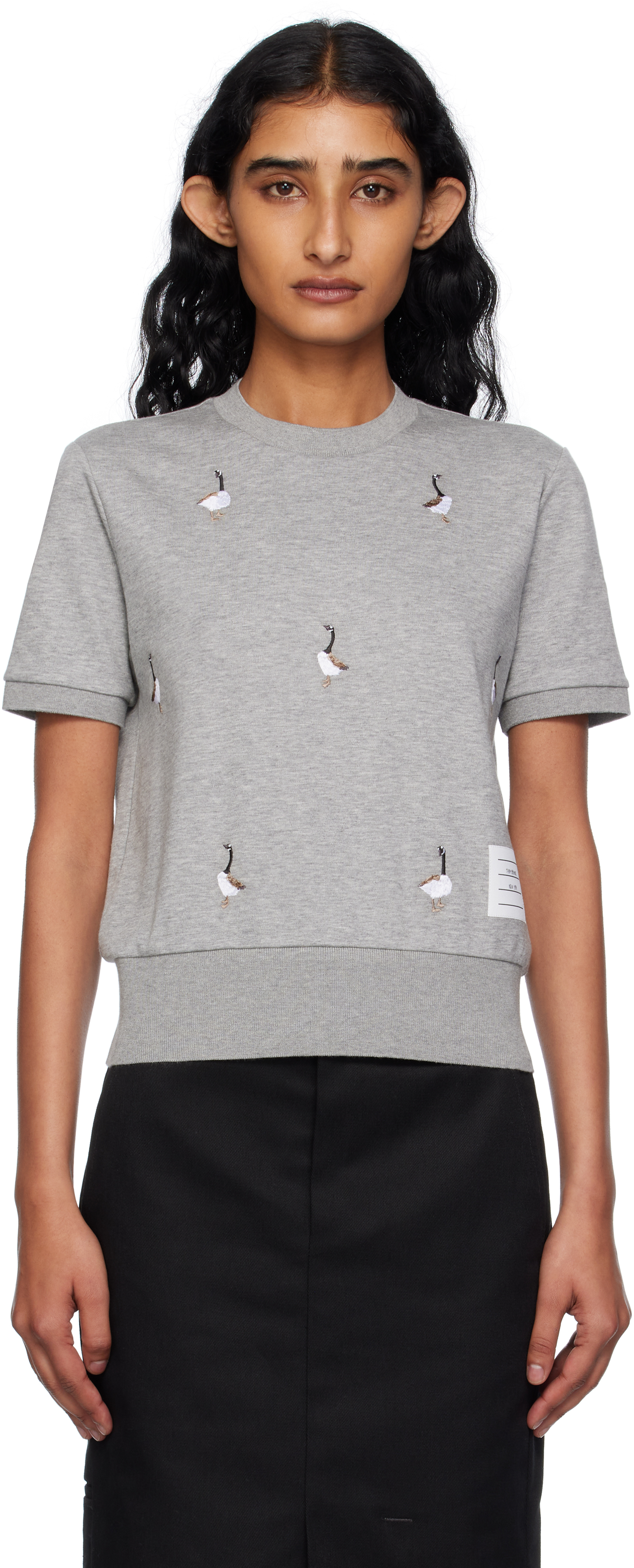 Gray Cotton Milano Geese T-shirt
