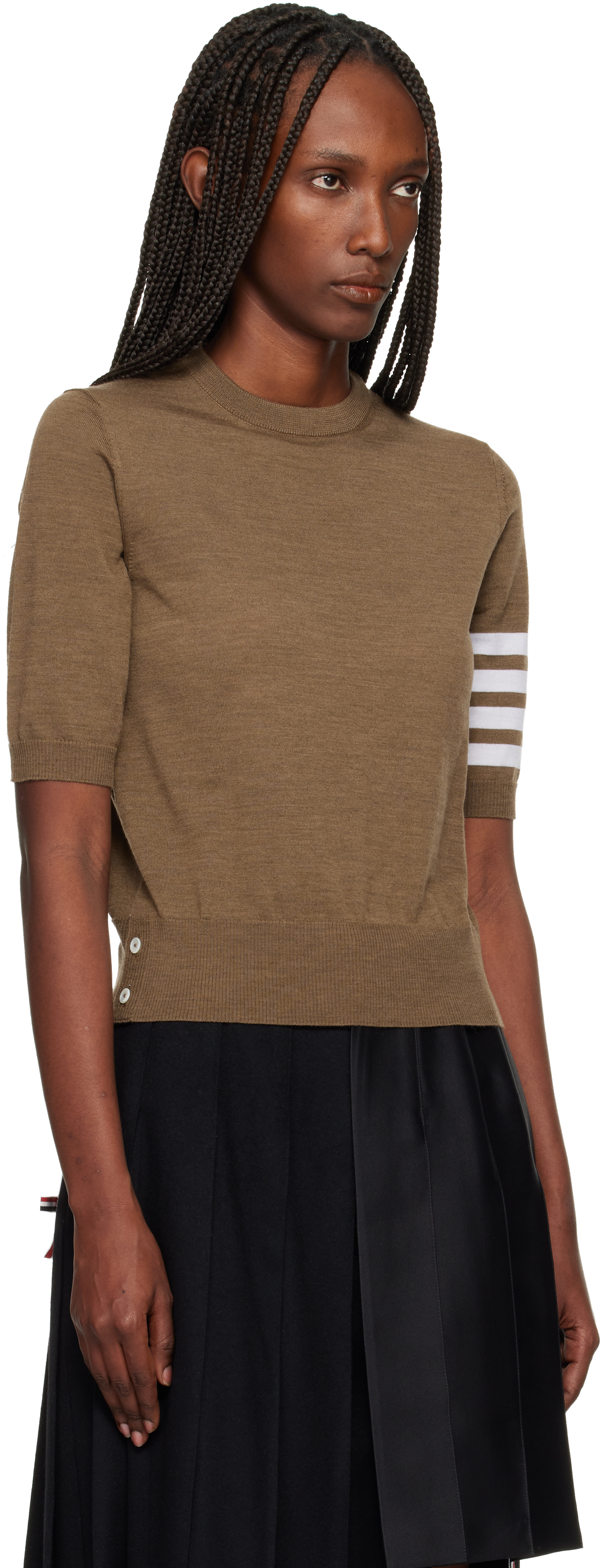 Thom Browne Brown Fine Merino Wool 4-bar Sweater In Brown