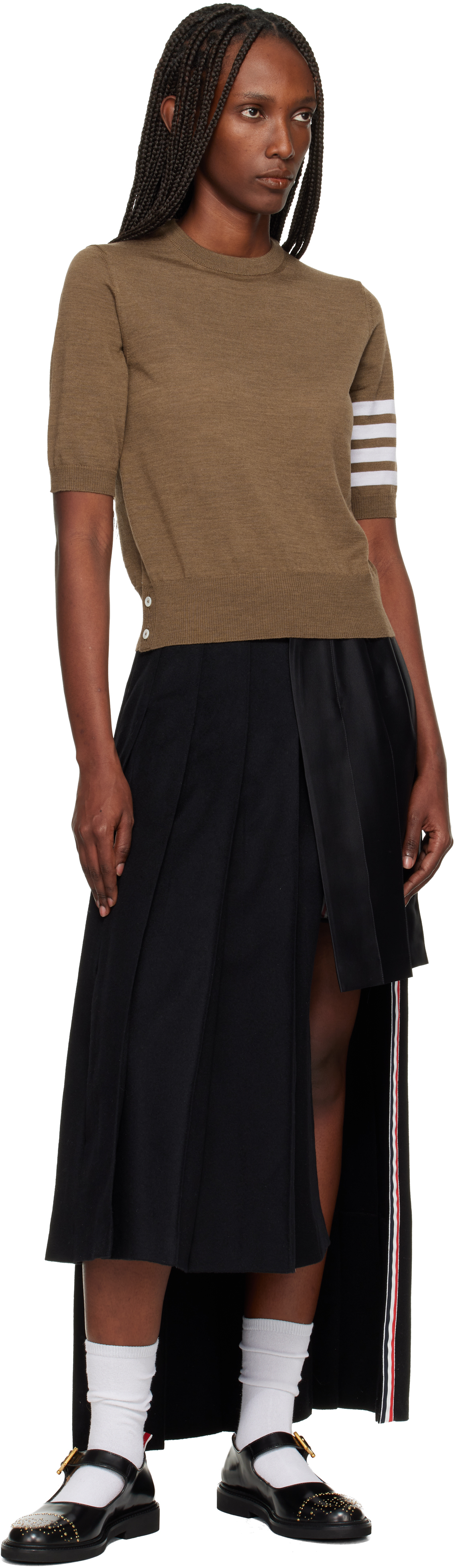 Thom Browne Brown Fine Merino Wool 4-bar Sweater In Brown