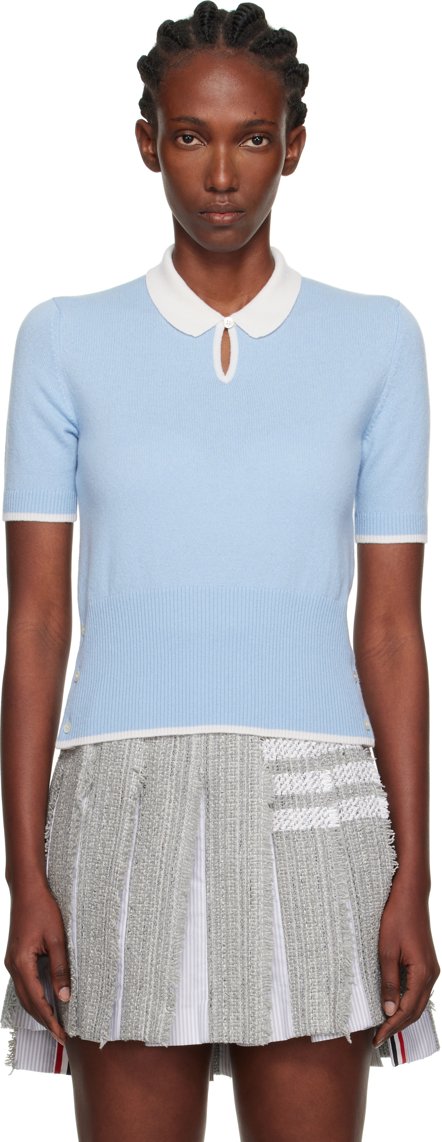 Blue Jersey Stitch Cashmere Polo
