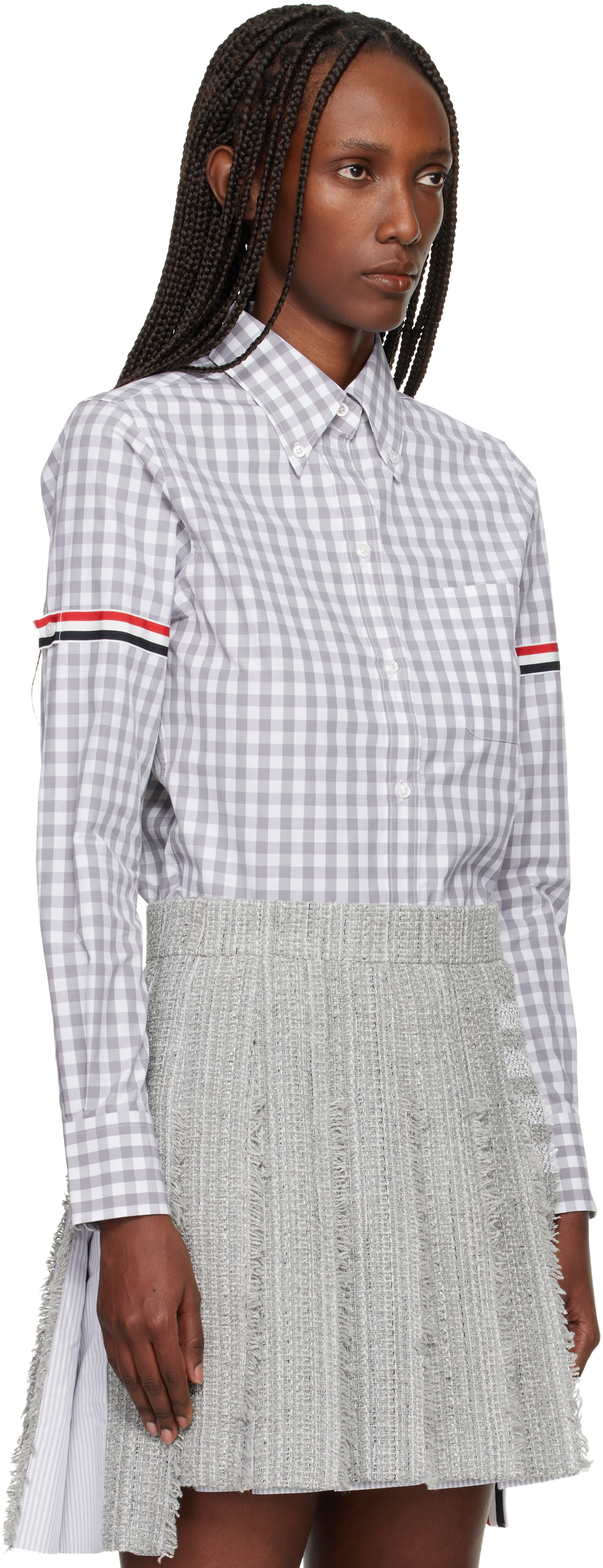 Thom Browne Gray Classic Long Sleeve Point Collar Shirt In Gray