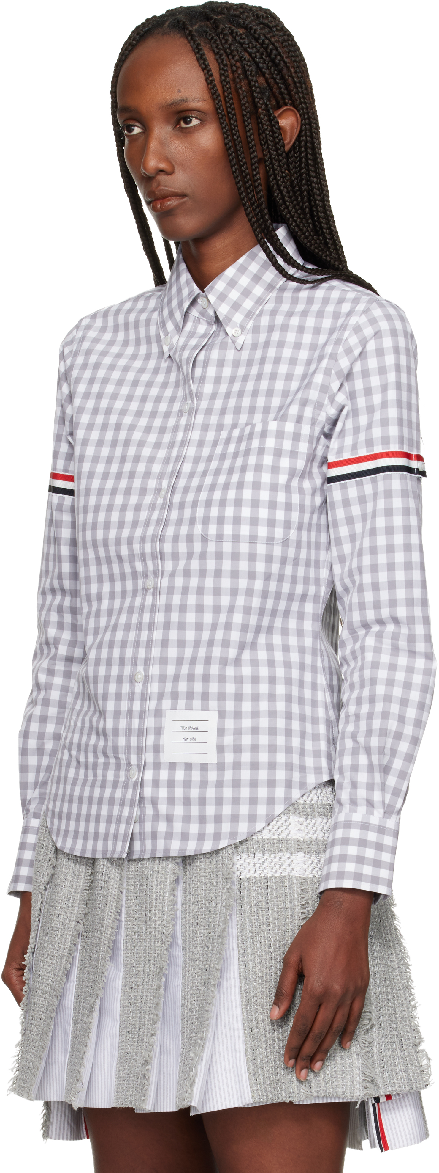Thom Browne Gray Classic Long Sleeve Point Collar Shirt In Gray