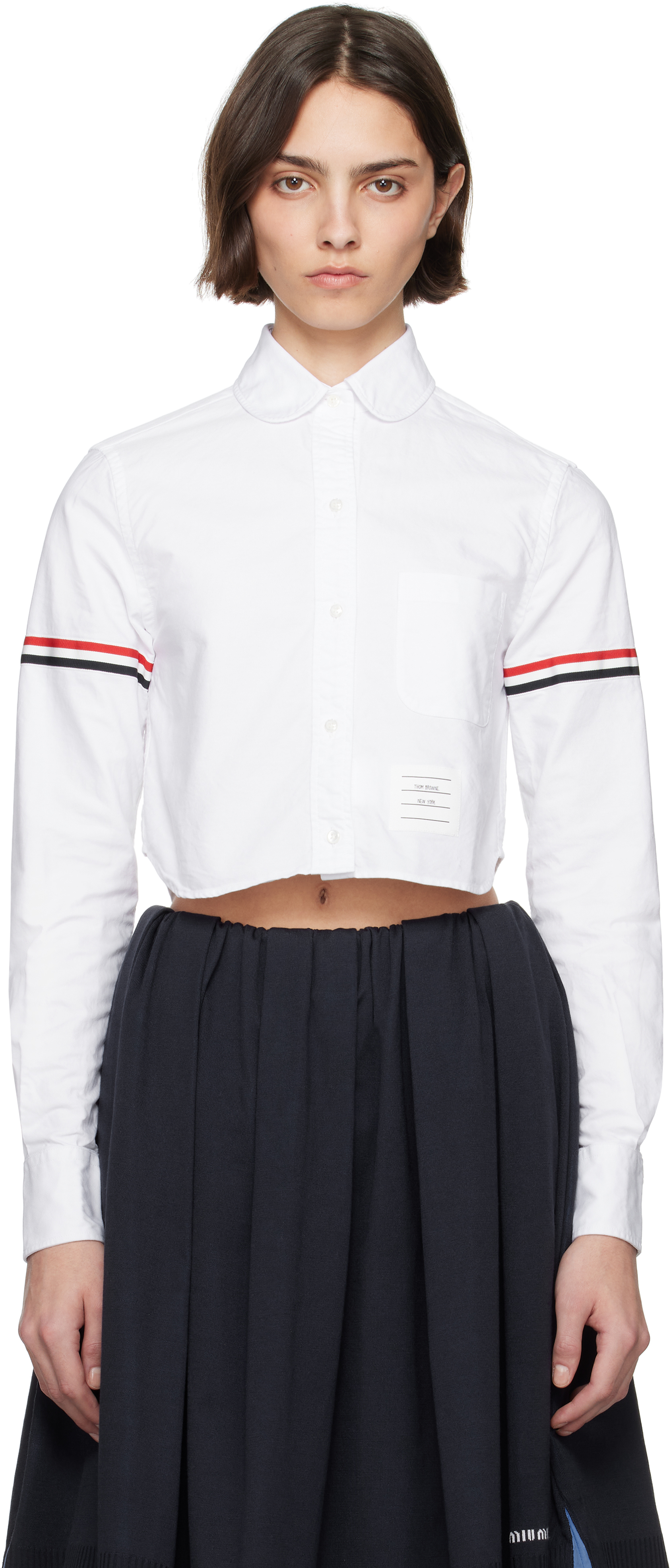 THOM BROWNE ホワイト クロップドシャツ 1/m クロップド丈 ホワイト（白）系 THOM BROWNE(トムブラウン