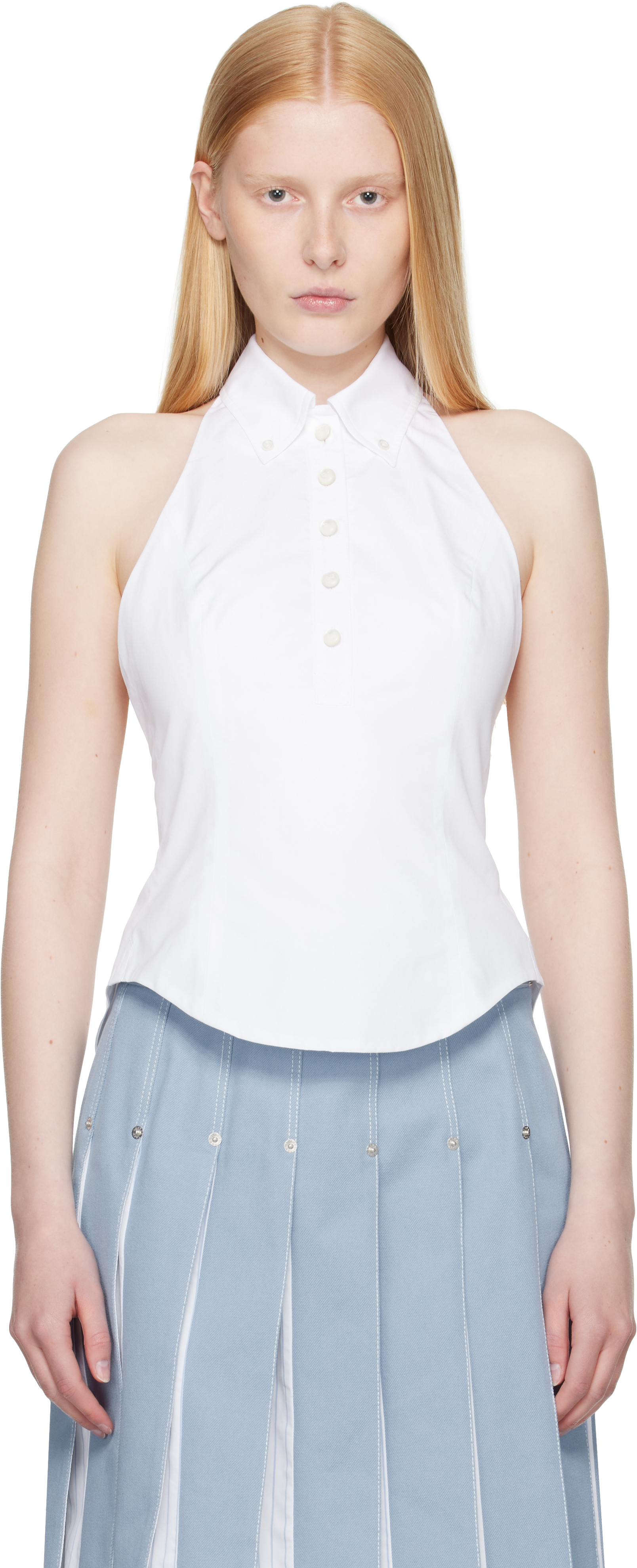 Thom Browne: White Halter Top | SSENSE