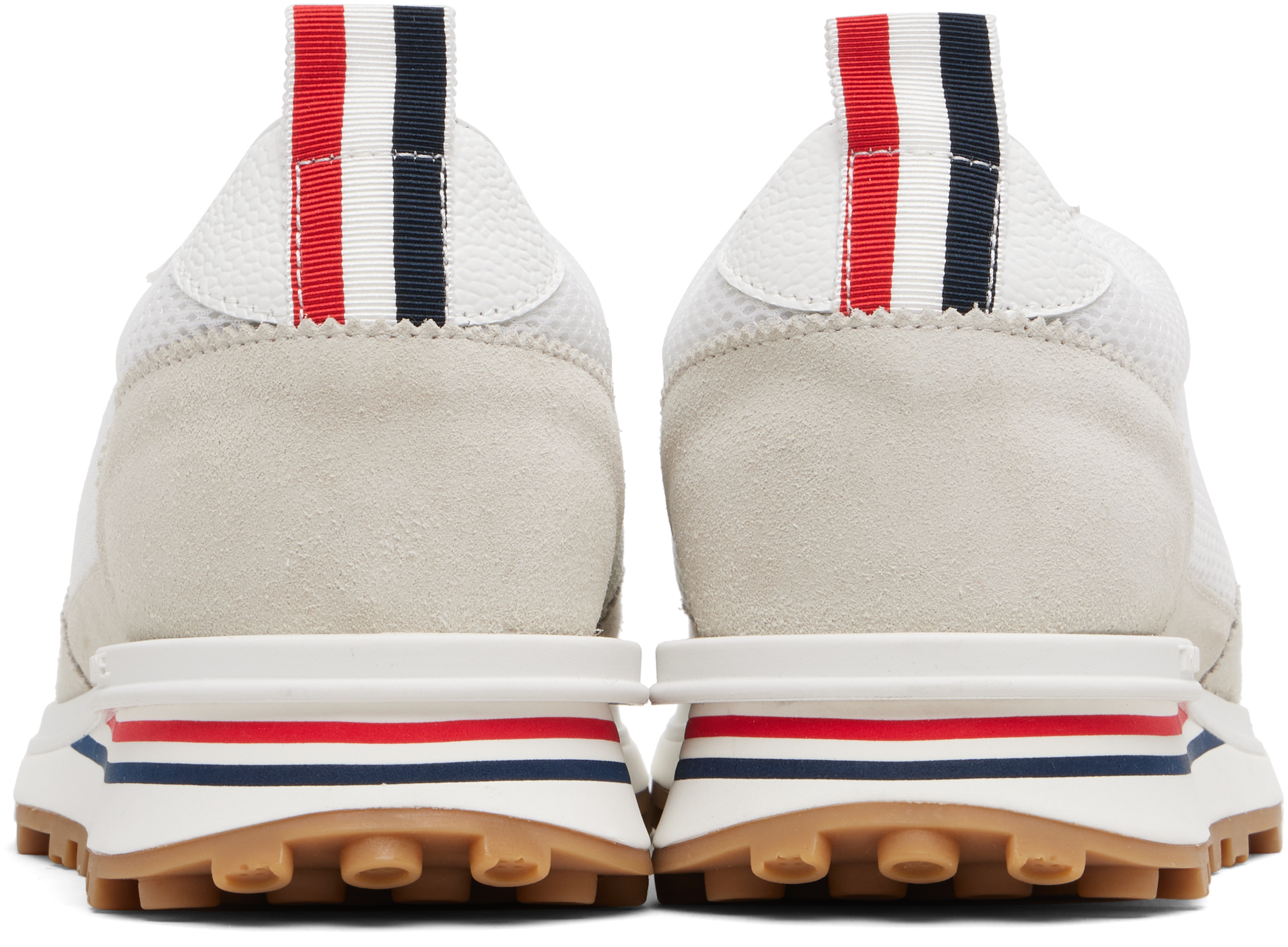 Thom Browne White Low Top Perforated Sneaker With Non-slip Rubber Outsole In Tech Fabric Woman In Neutral