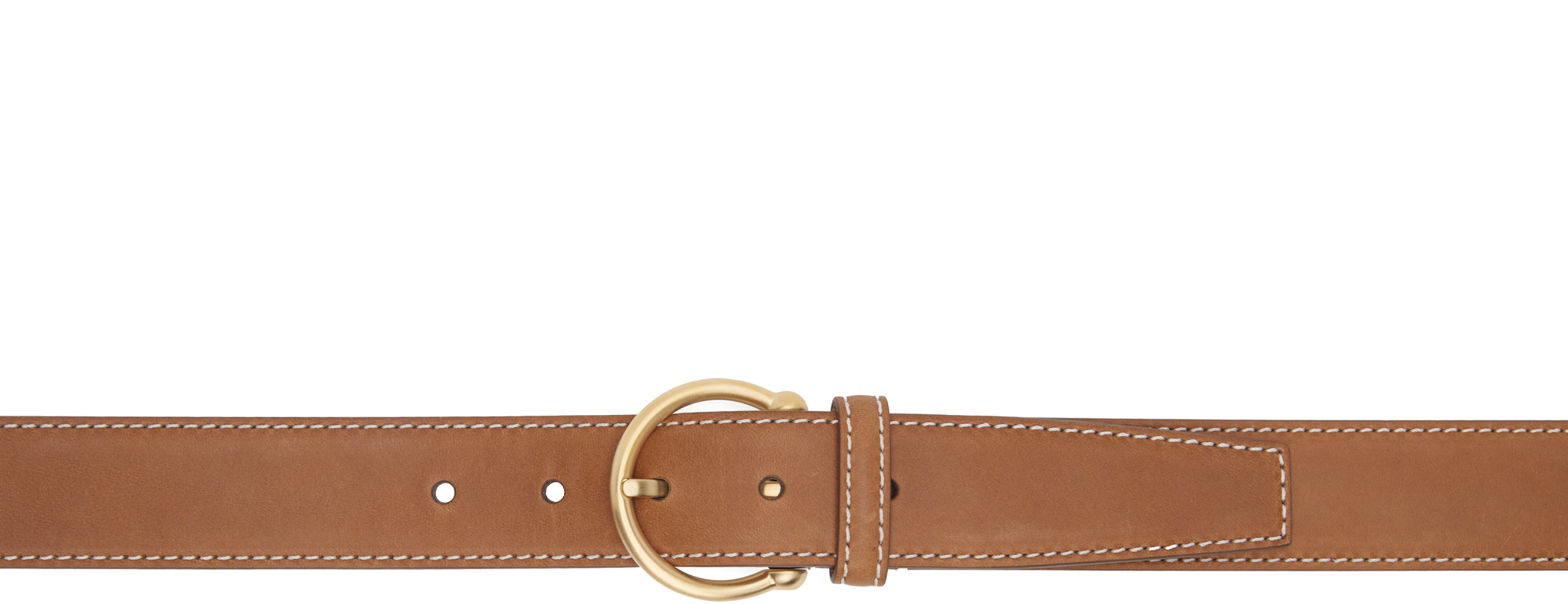 Thom Browne Brown Pebble Grain Round Buckle Belt