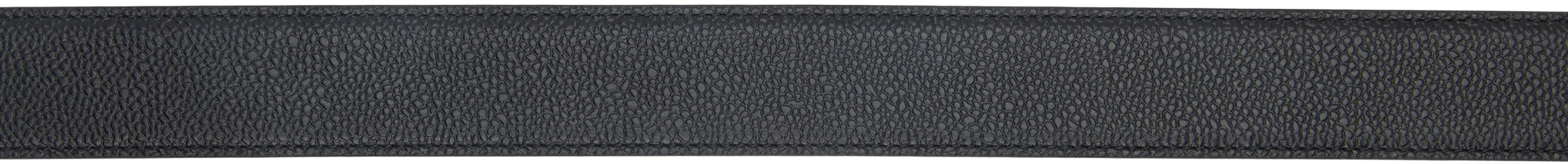 Thom Browne Black Pebble Grain Round Buckle Belt