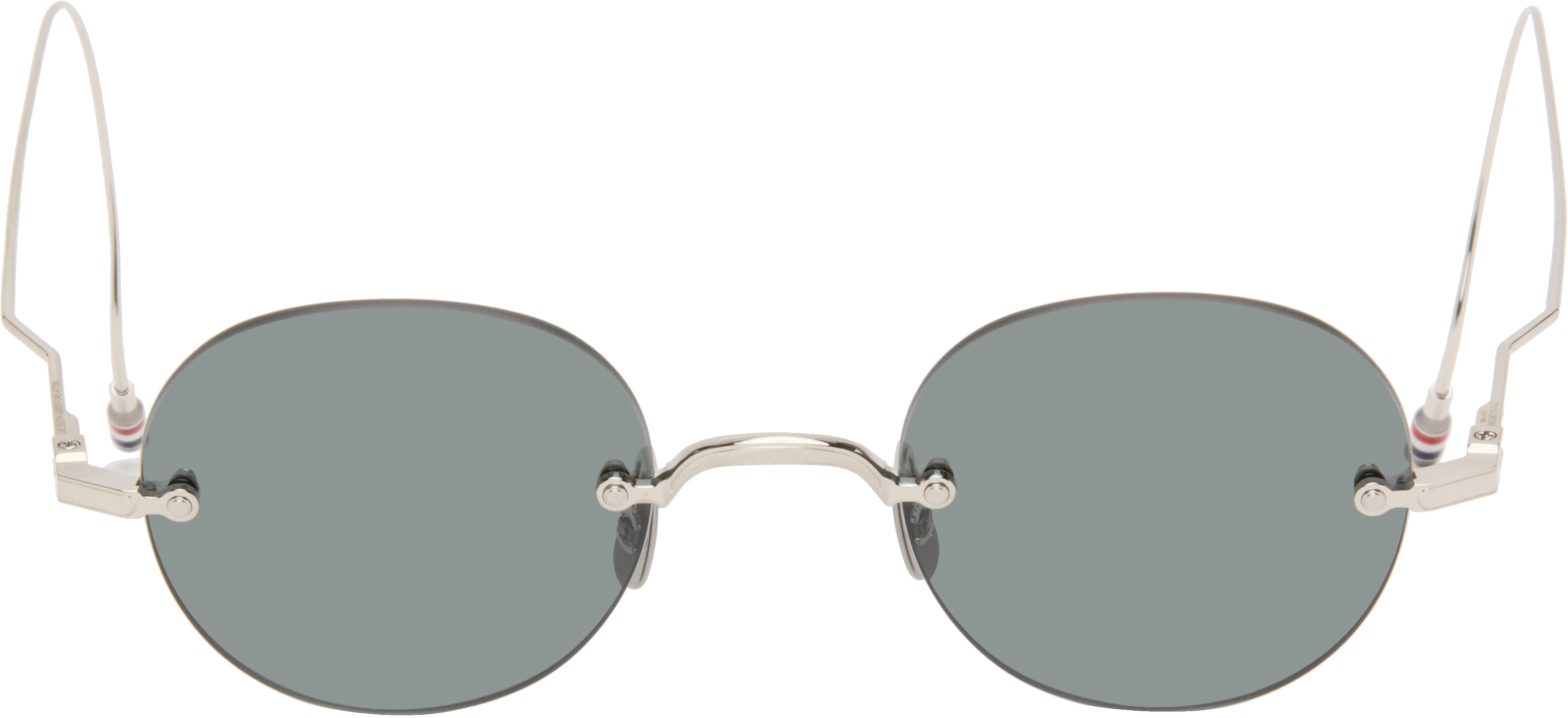 Thom Browne: Silver Titanium Rimless Round Sunglasses | SSENSE display picture 3