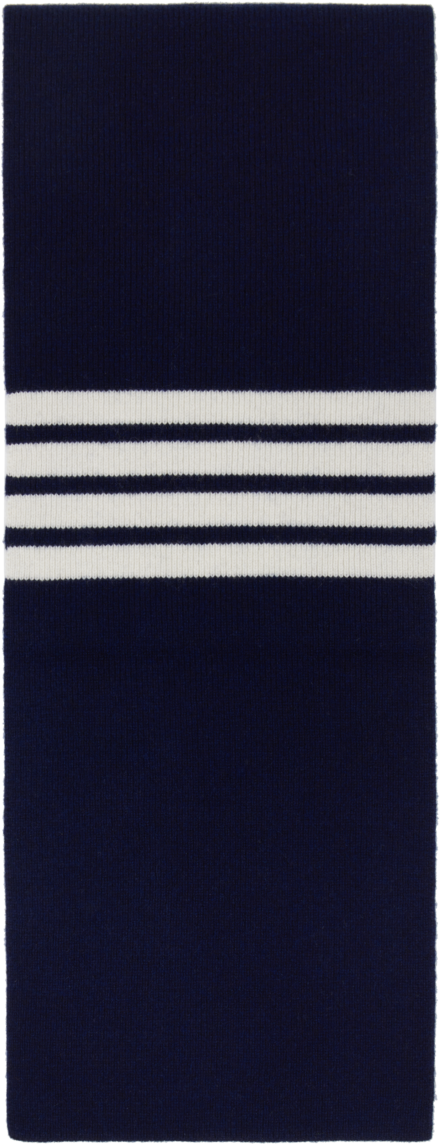 Navy Cashmere Rib 4-Bar Scarf