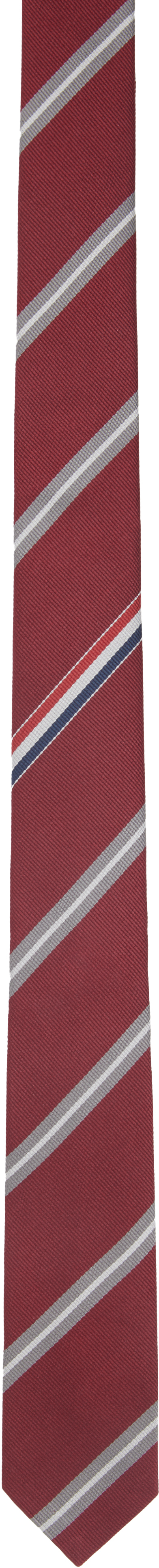 Thom Browne Diagonal Striped Silk Tie With Slim Width