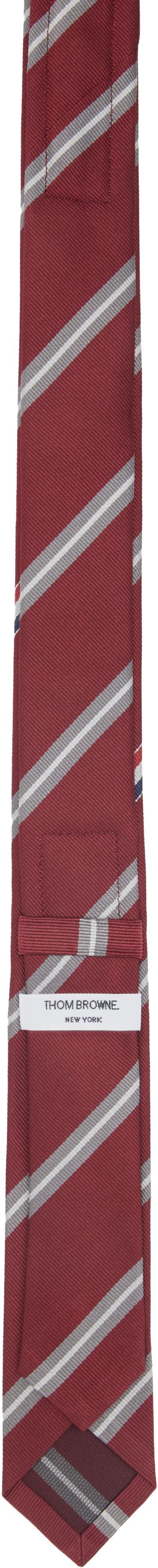 Thom Browne Diagonal Striped Silk Tie With Slim Width
