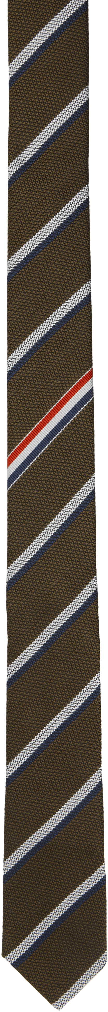 Brown Classic Shadow Stripe Pique Weave Tie