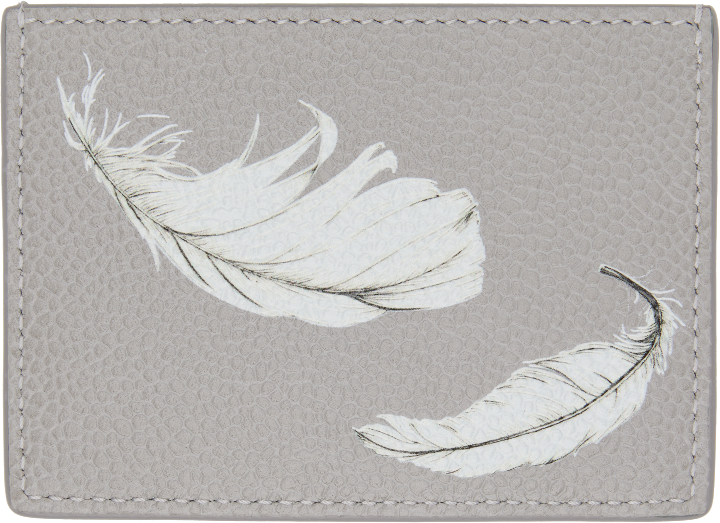 Thom Browne Gray Single Feather 3d Print Card Holder