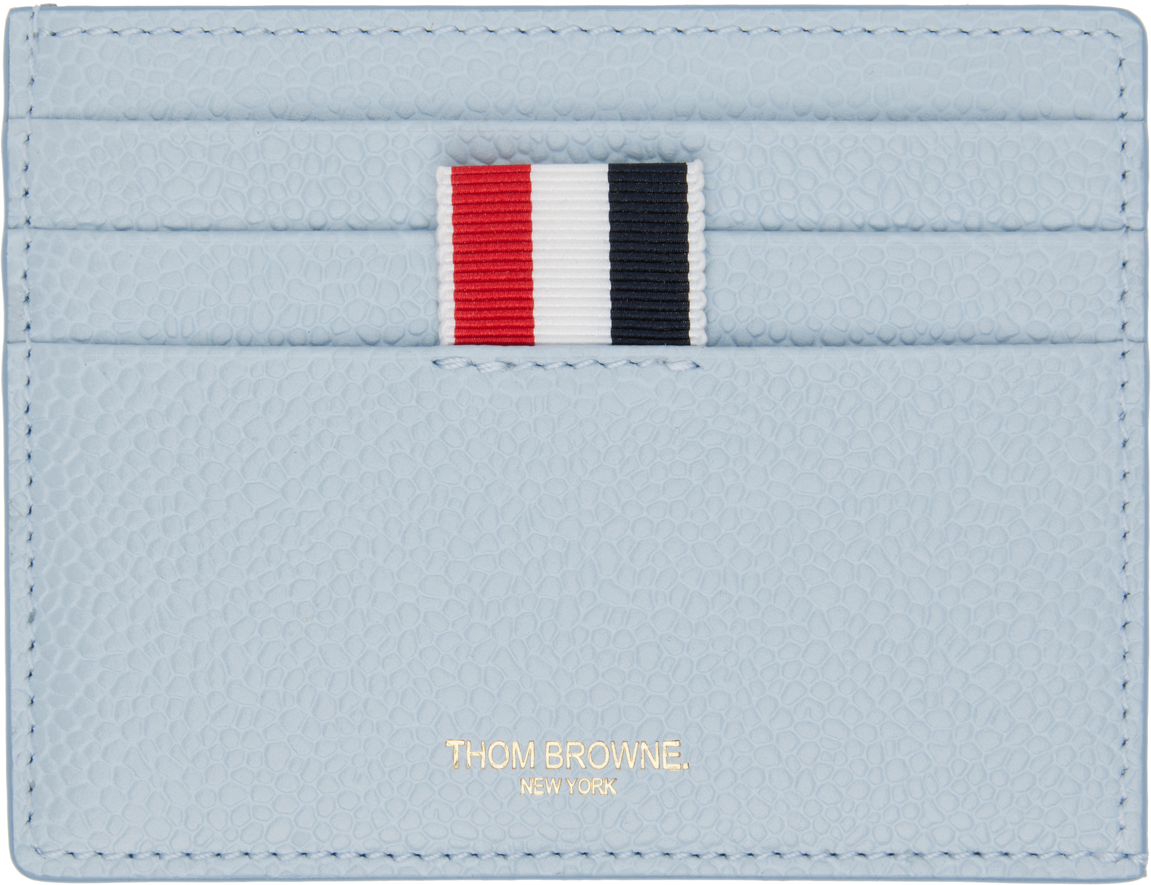 Thom Browne: Blue Single Leather Card Holder | SSENSE