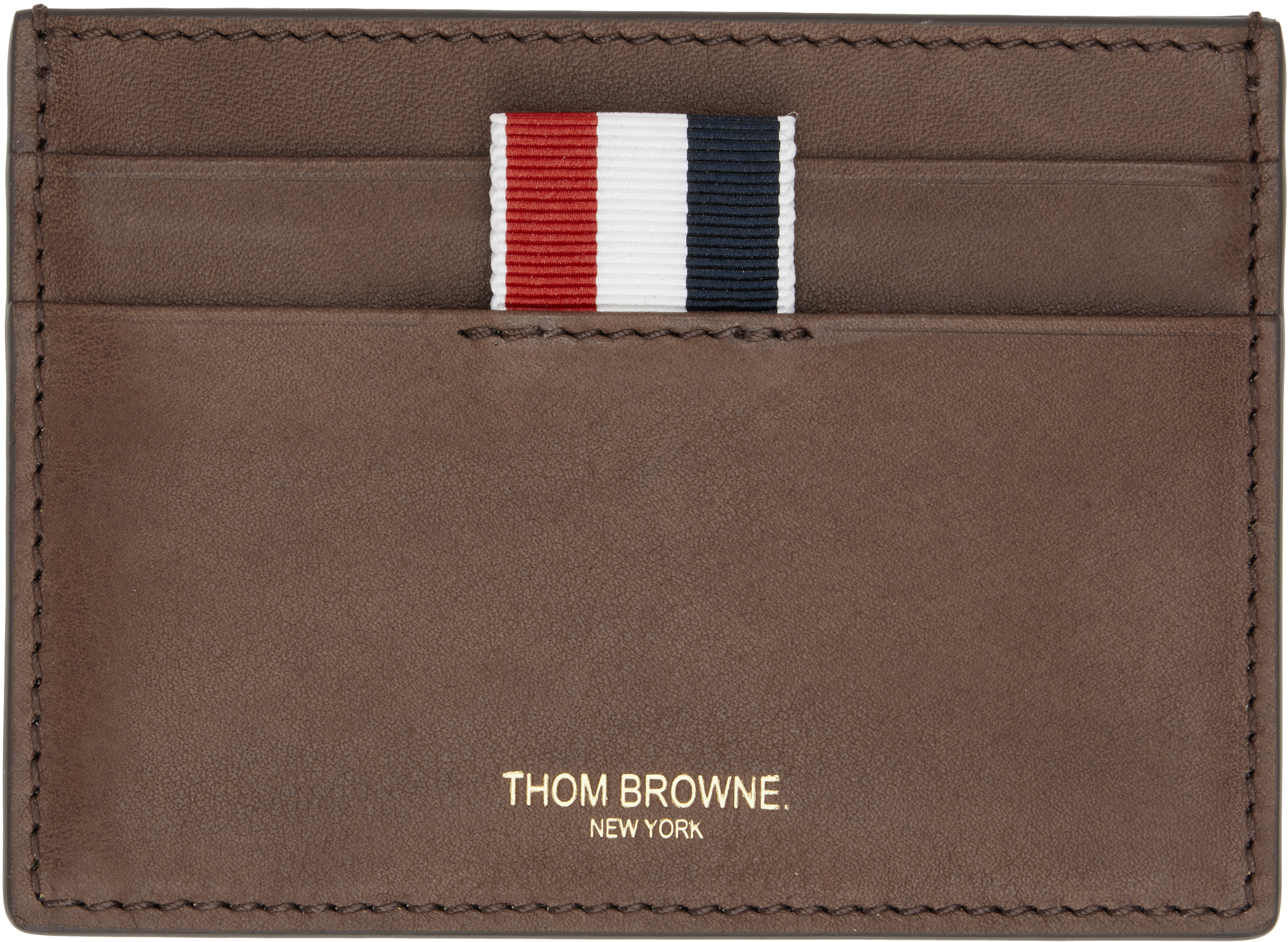 Thom Browne Brown Soft Calf Single Card Holder