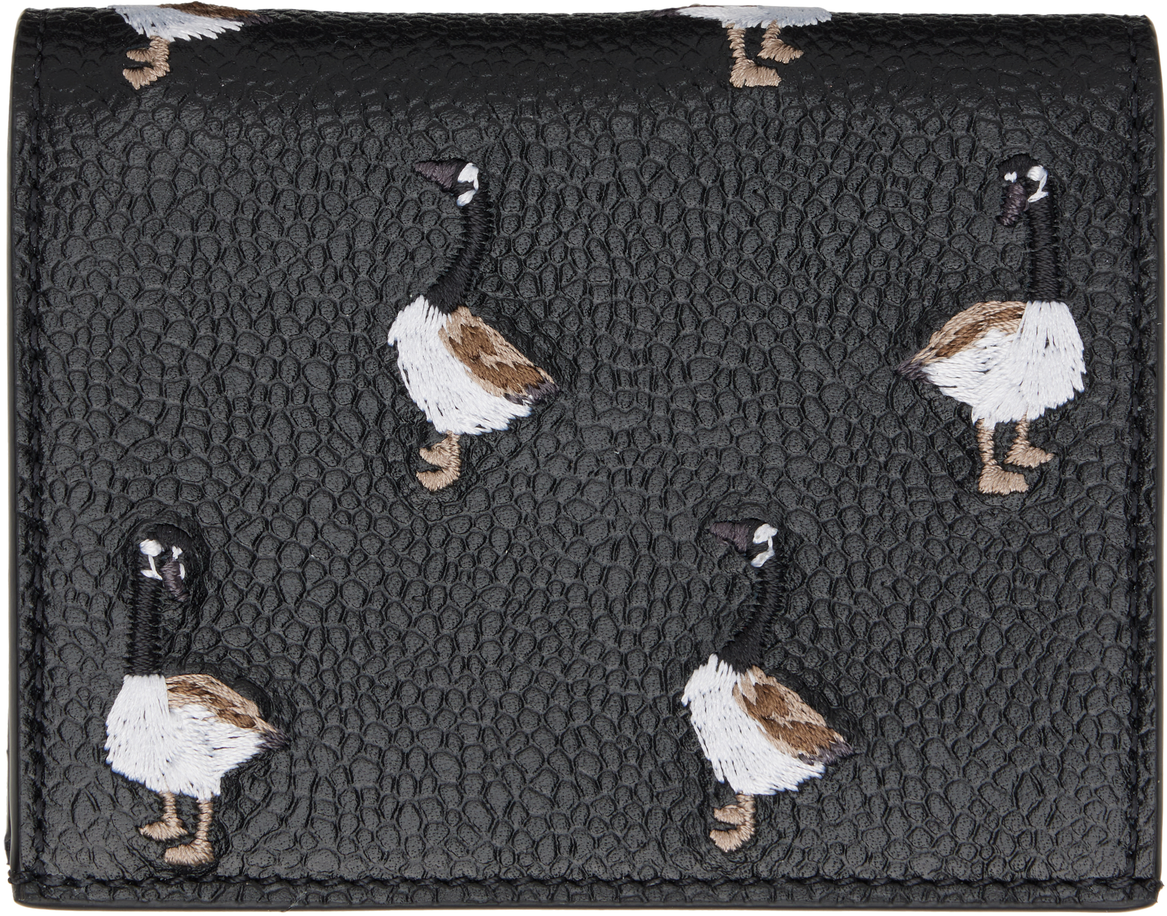 Black Pebbled Grain Goose Double Card Holder