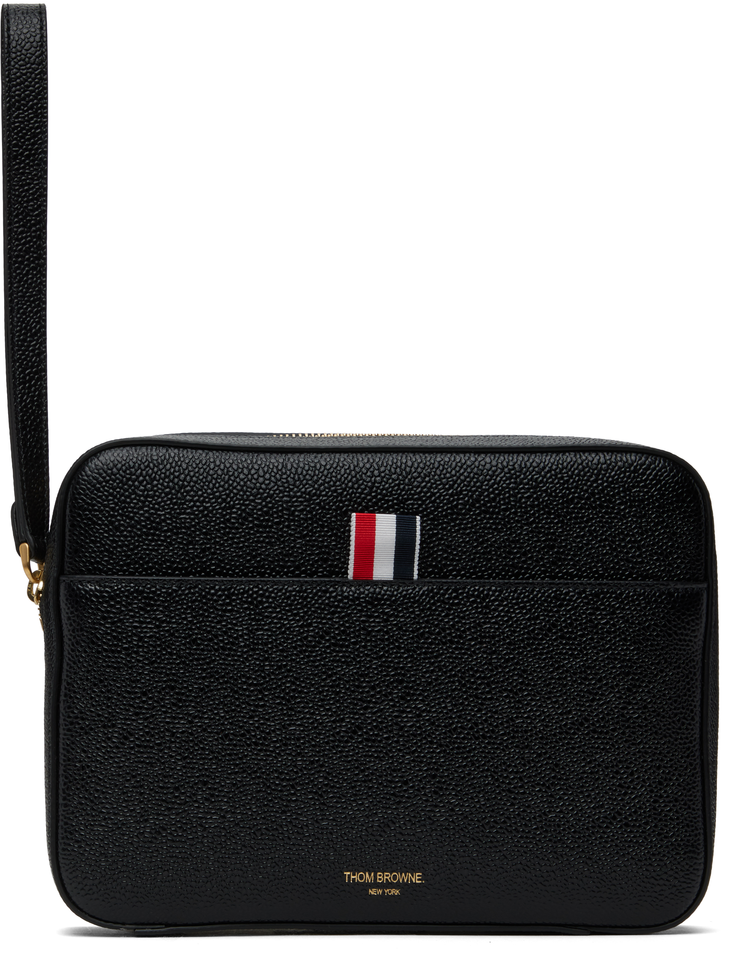 Black Pebble Grain Leather Pouch
