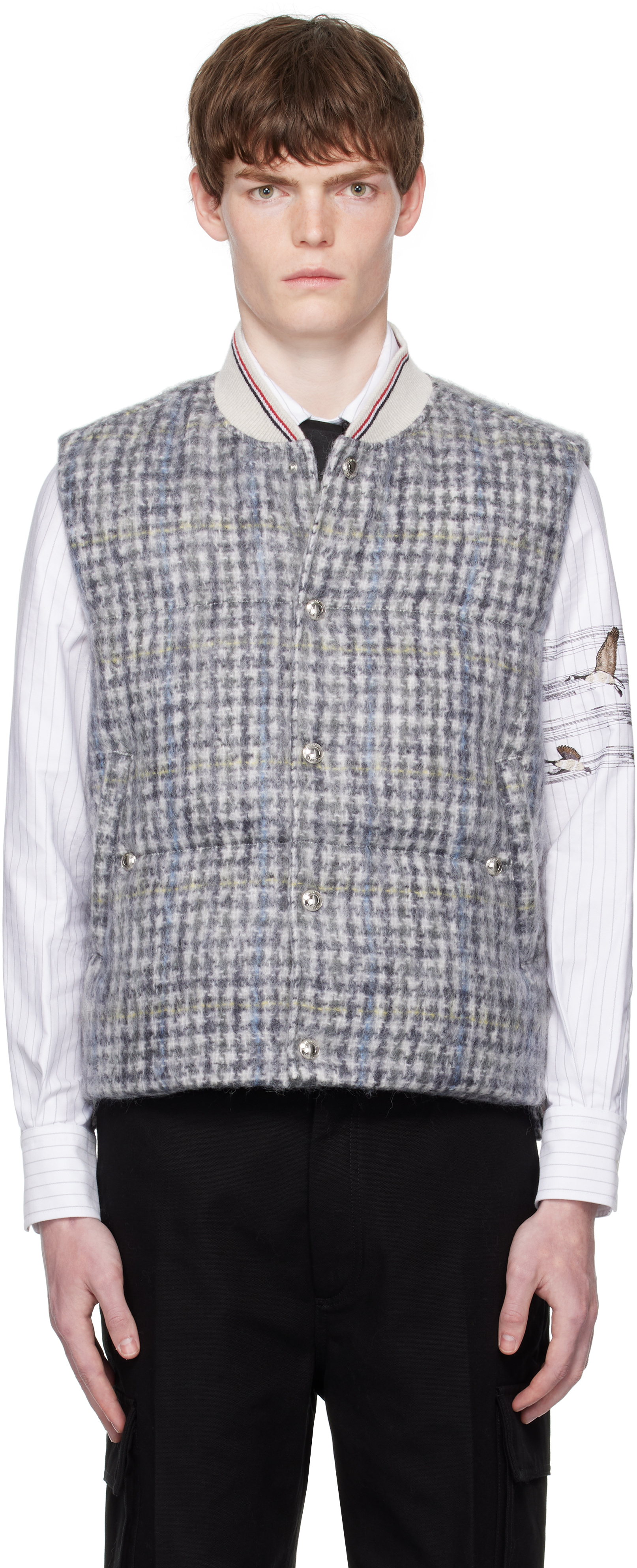 Gray Gunclub Check Hair Mohair Down Vest