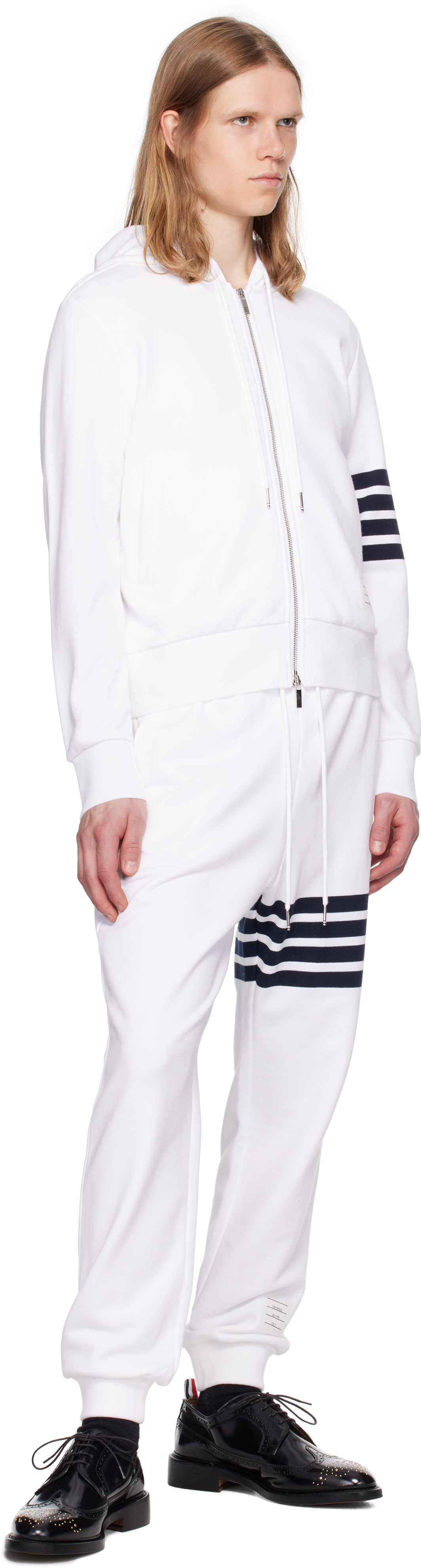 Thom Browne White Classic Loopback 4-bar Sweatpants