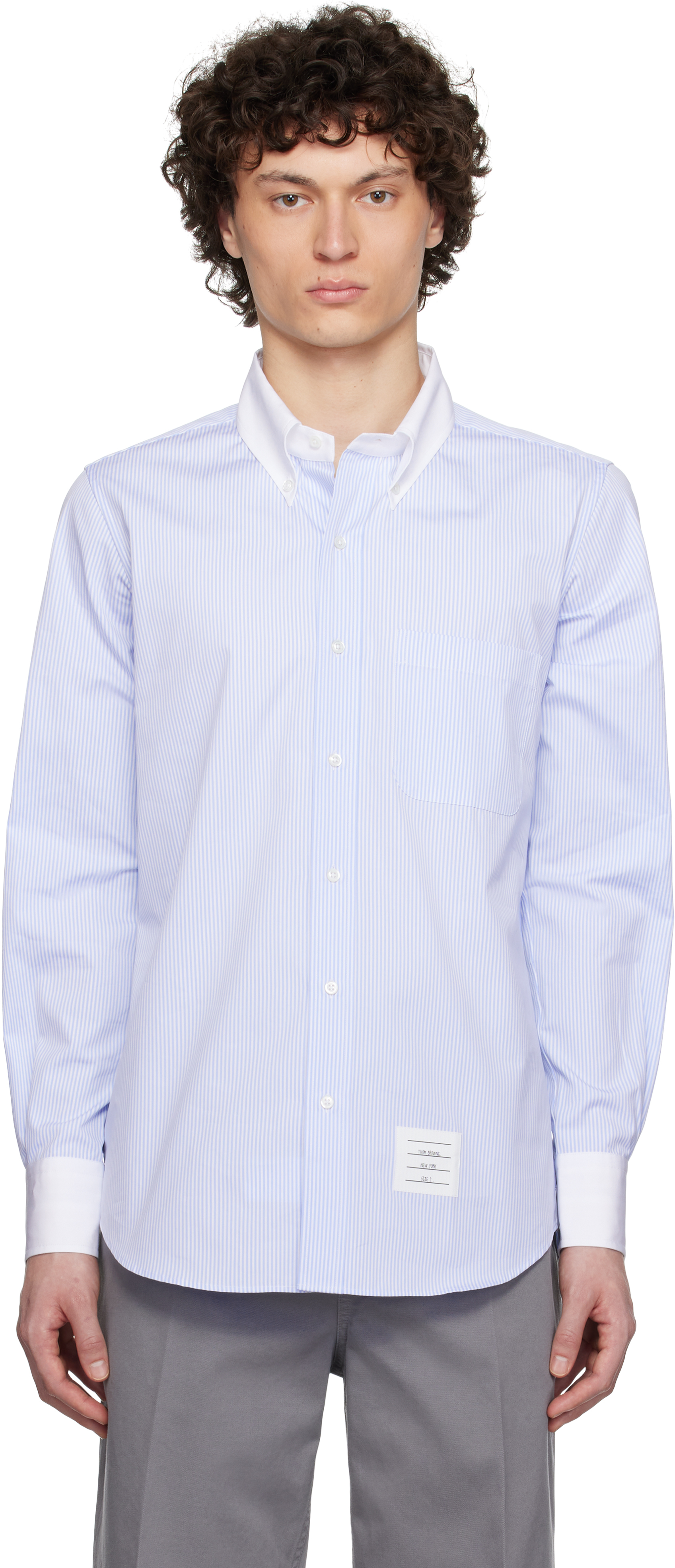 Thom Browne 'oxford Signature Striped Shirt In In 480 Light Blue