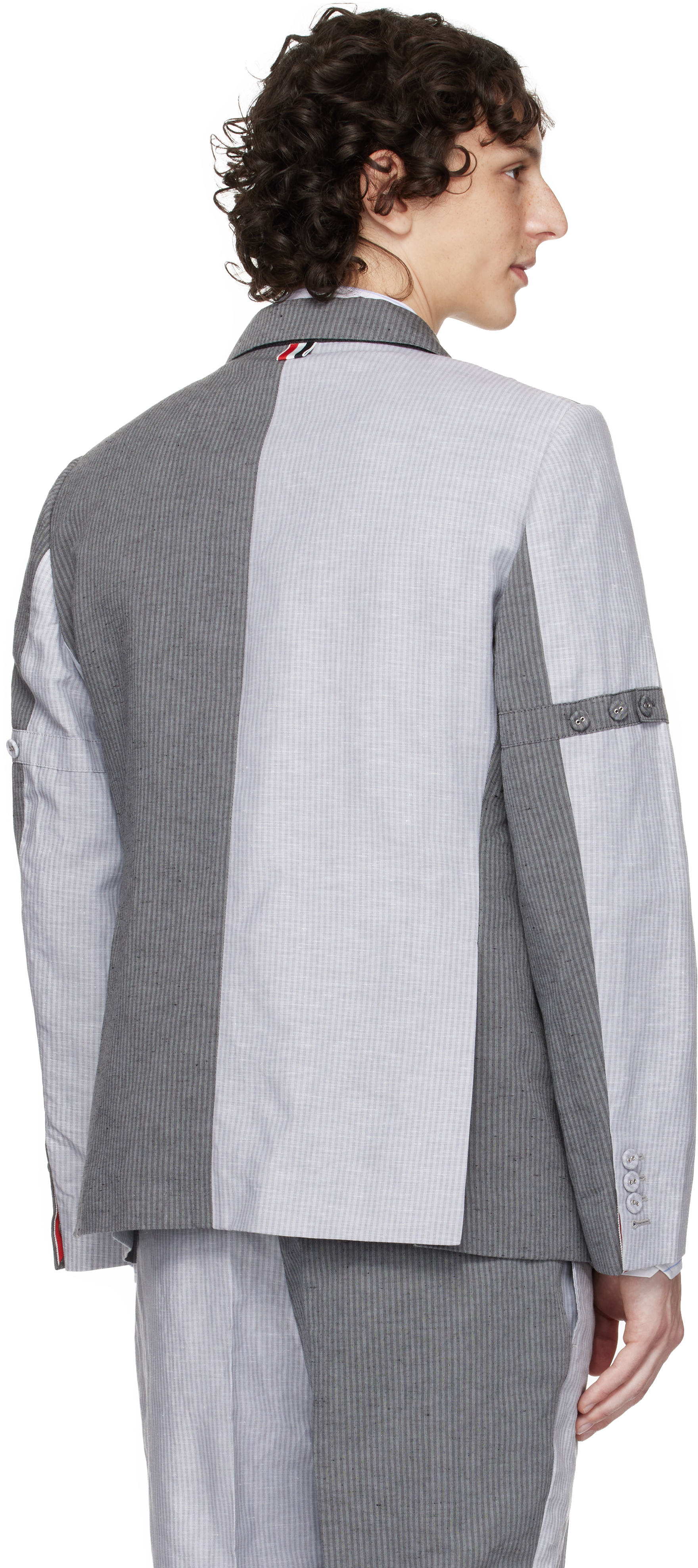 Thom Browne Gray University Stripe Linen Cotton Sport Blazer