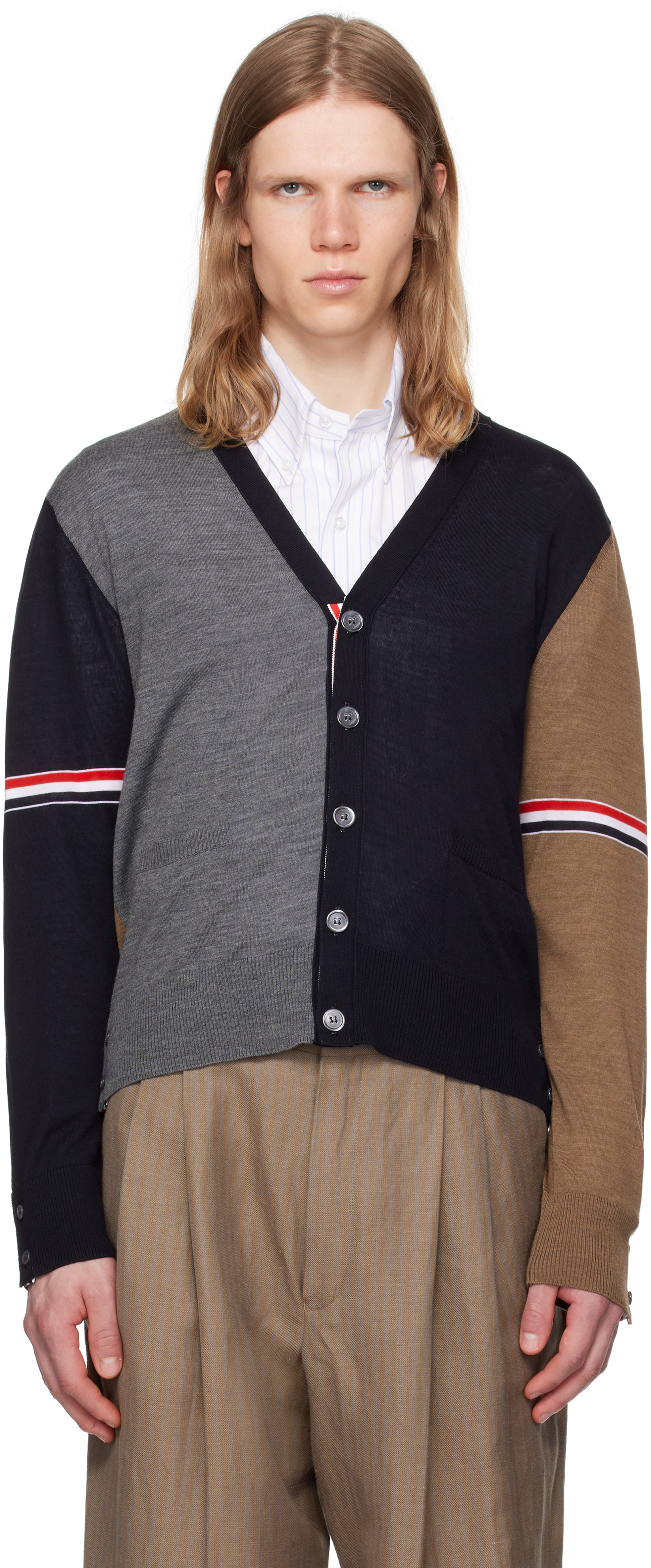 THOM BROWNE トムブラウン 大判 マフラー ダークグレー ユニセックス thom-browne-gray-tweed-