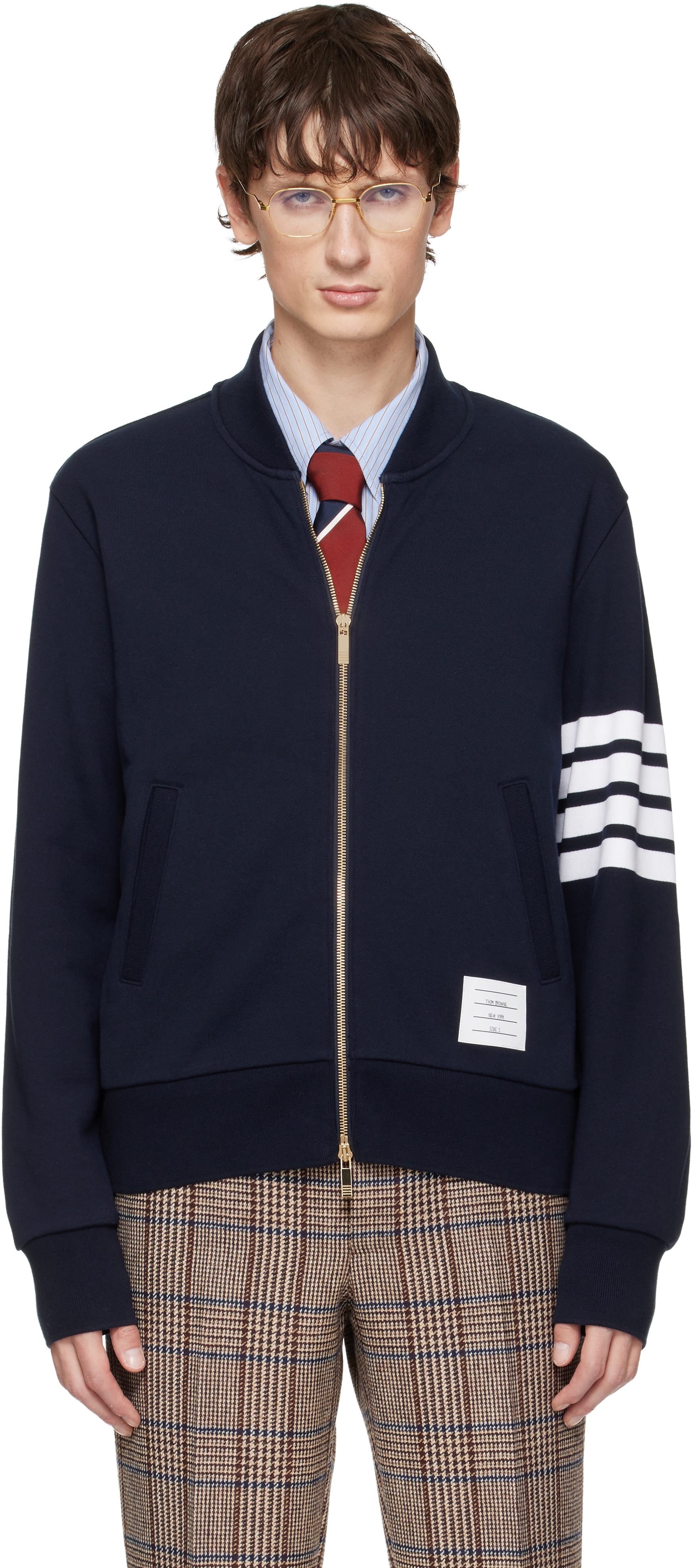 Thom Browne Zip-up Sweatshirt In Blue