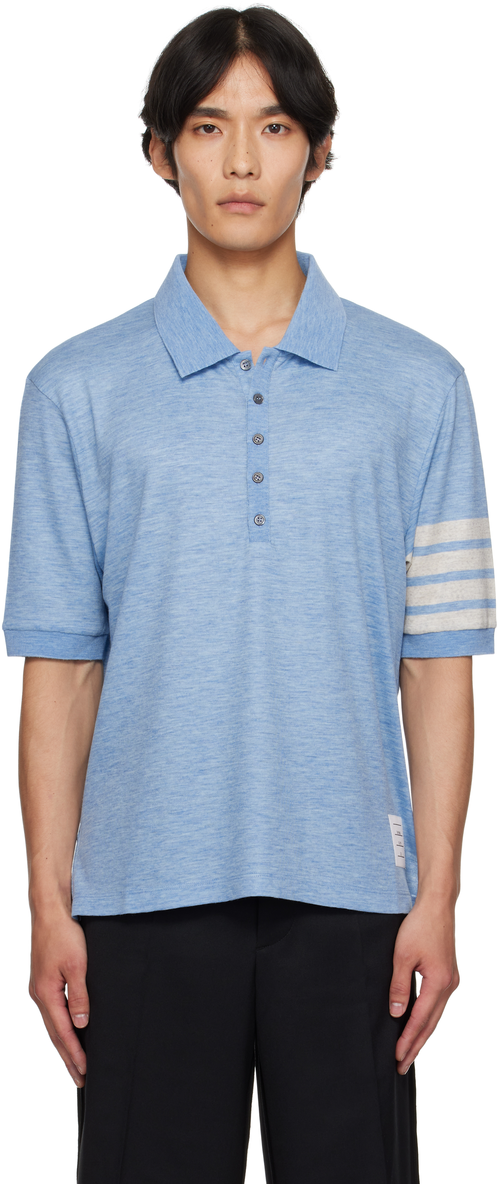 Gray Wool Jersey Polo