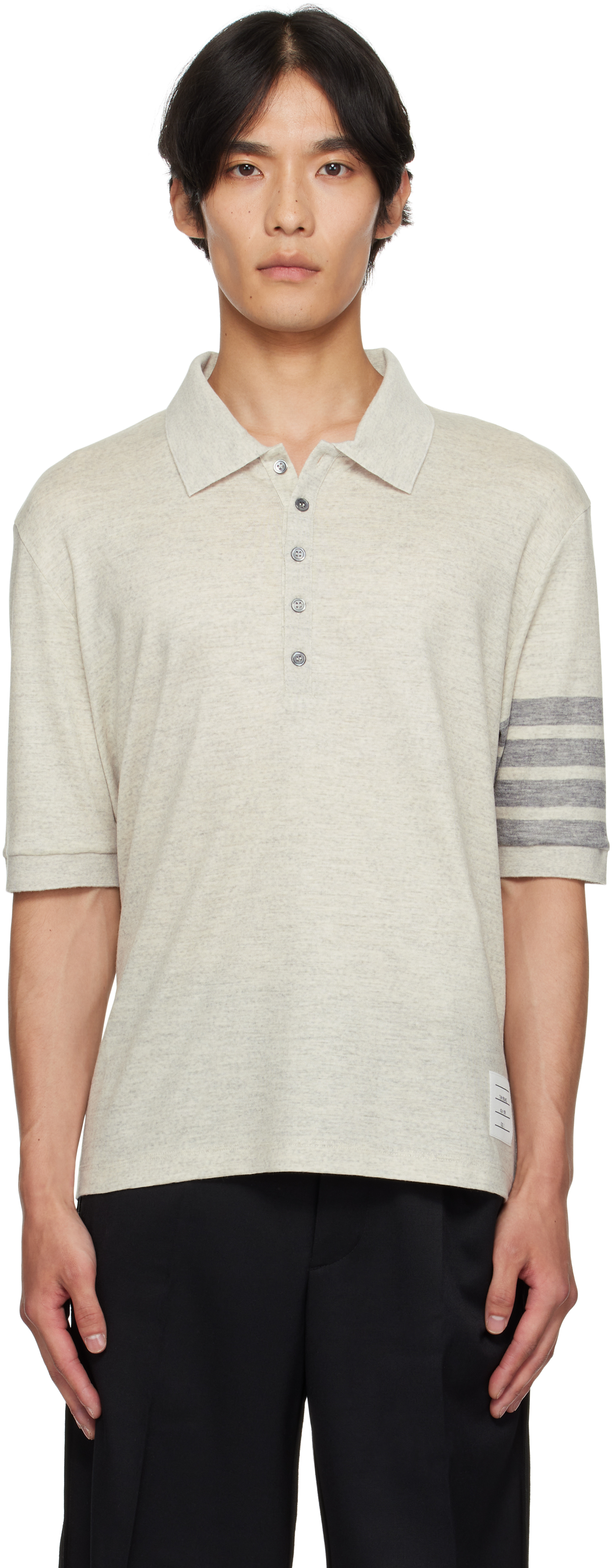 Gray Wool Jersey Polo