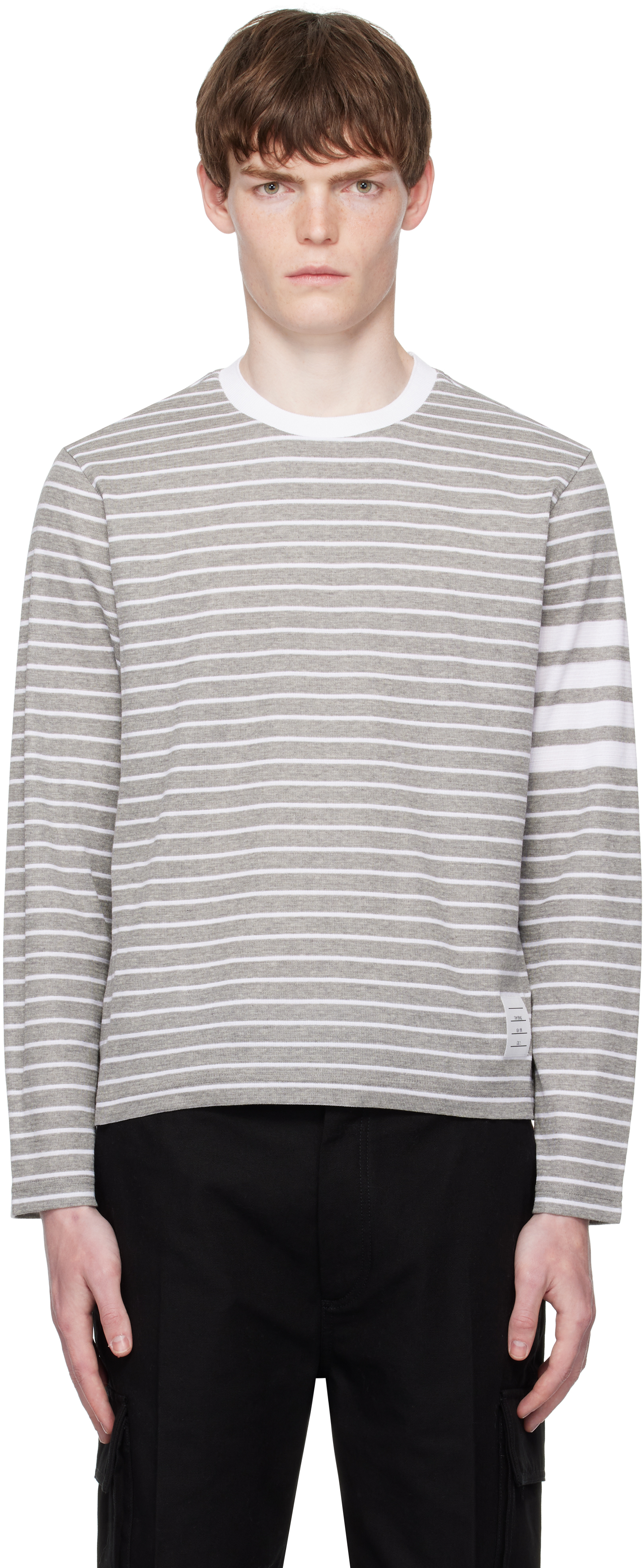 Blue & White Milano 4-Bar Long Sleeve T-shirt