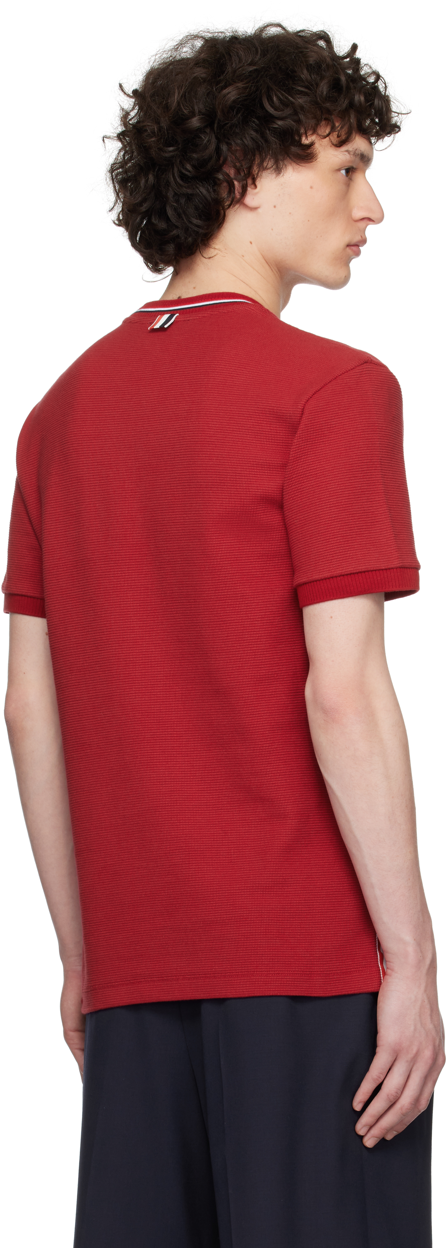 Thom Browne Burgundy Short Sleeve Rib Cuff T-shirt In Red