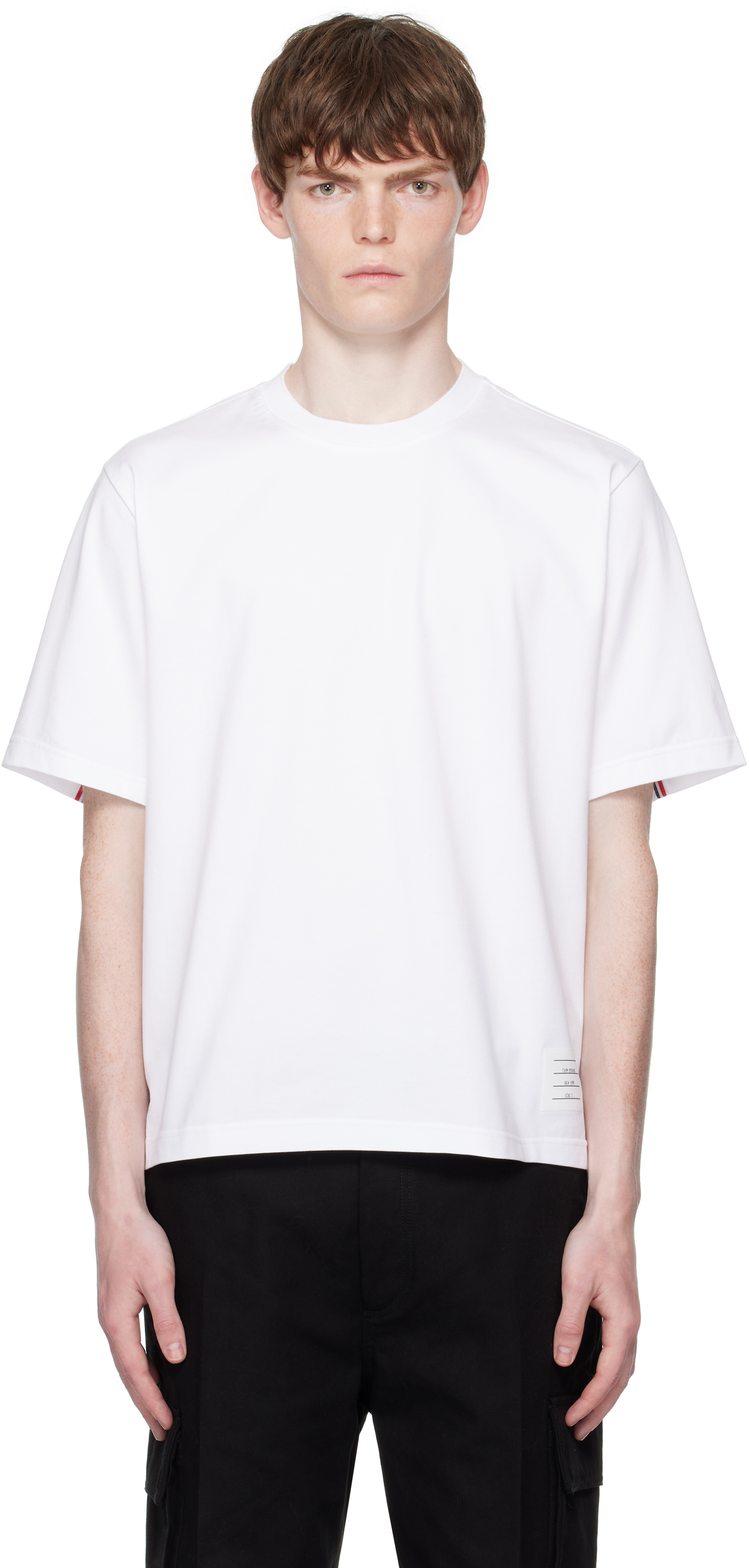 Thom Browne: White Oversized Short Sleeve Medium Weight T