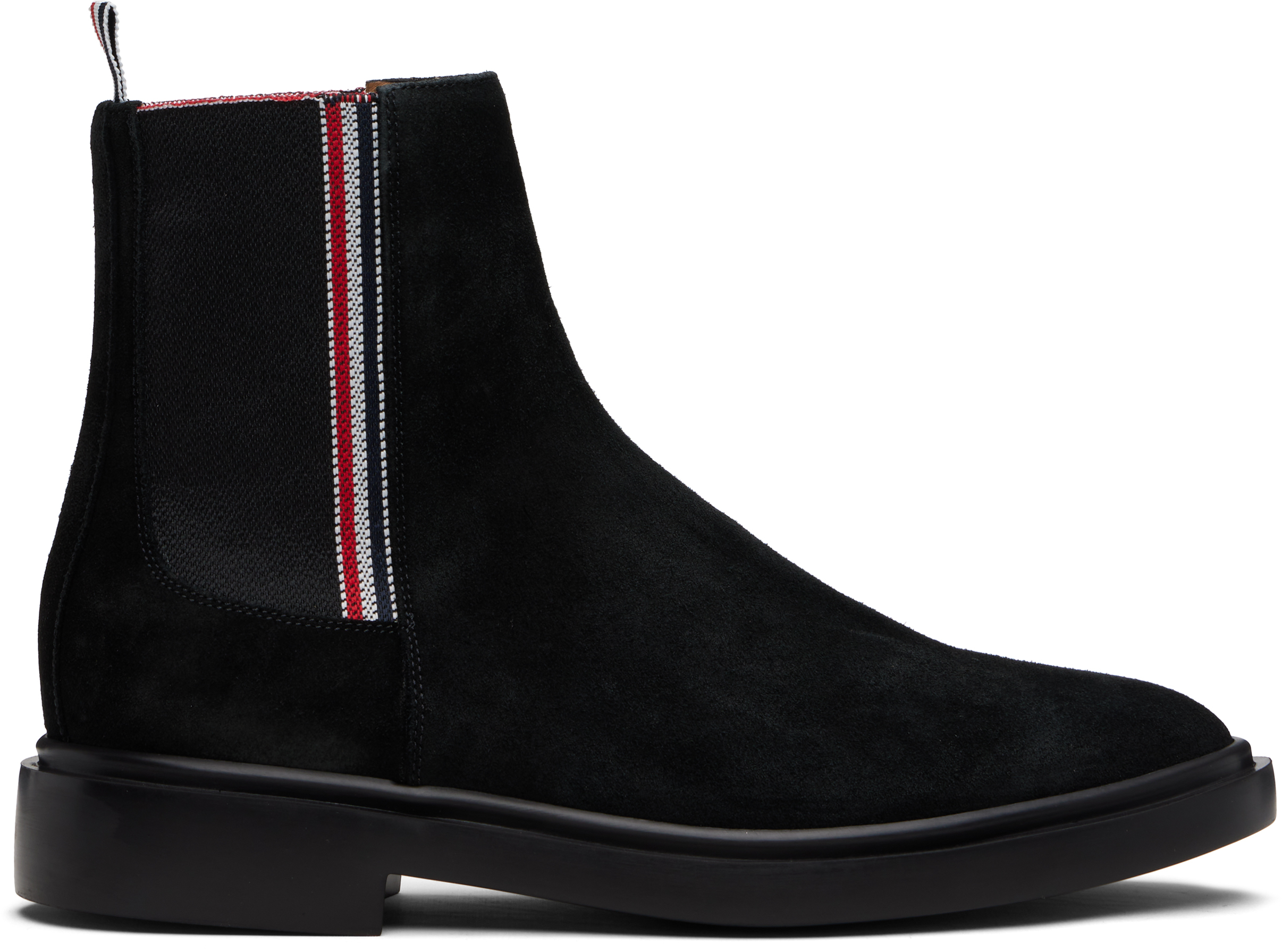 Thom Browne Black Leather Boots with Red Accents THOM BROWNE PERFORATED PATENT-LEATHER ANKLE BOOTS - SIZE  main image 4