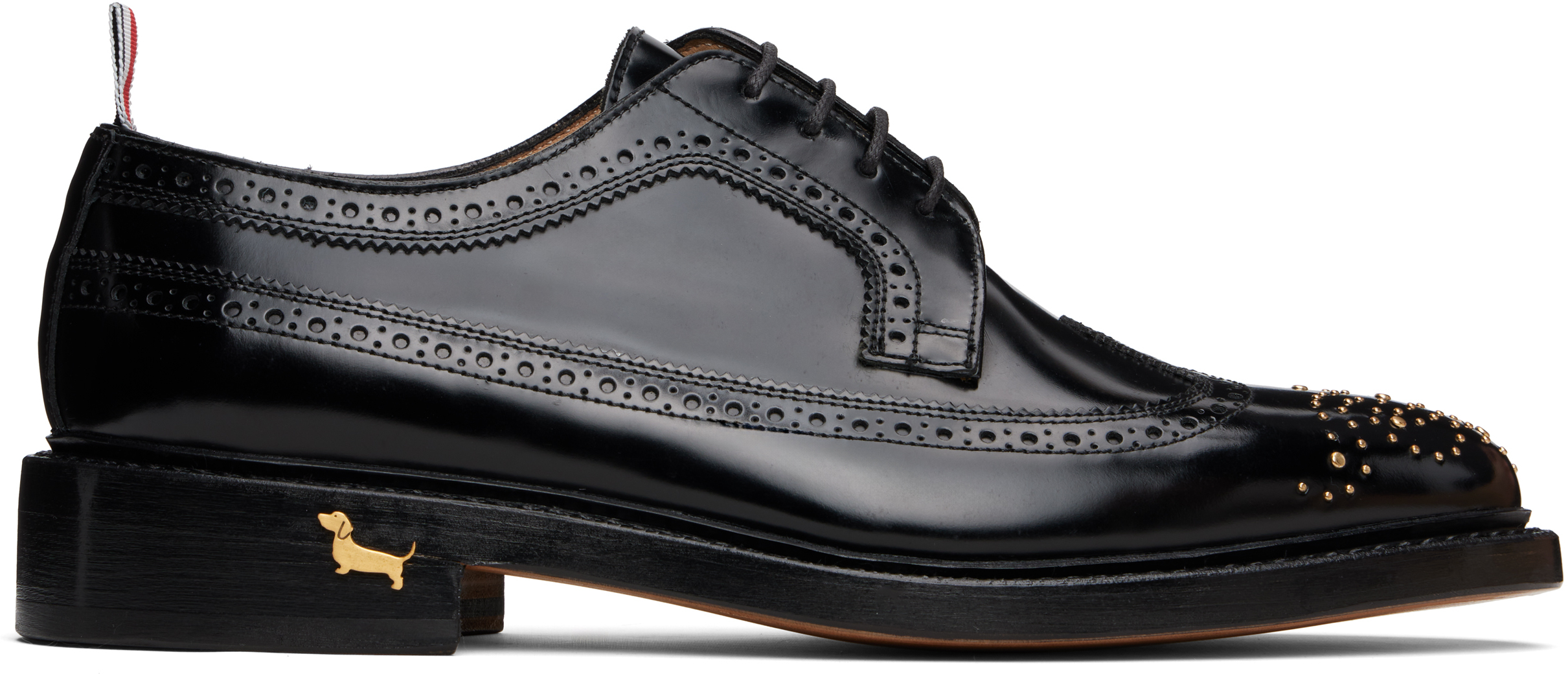 Black Spazzolato Leather Longwing Brogues