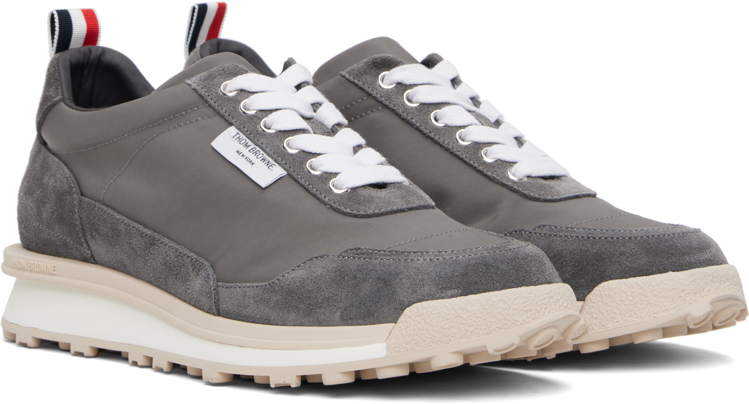 Thom Browne Gray Double Tech Nylon Alumni Sneakers In Gray