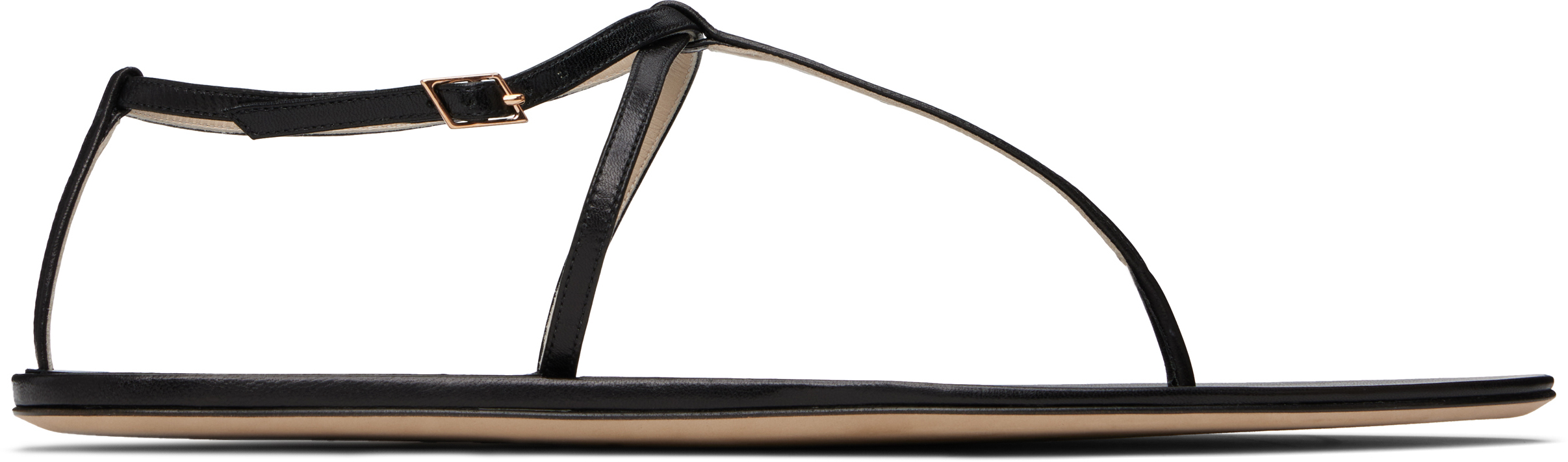 Shop Christen Ssense Exclusive Black Mono Strap Flat Sandals