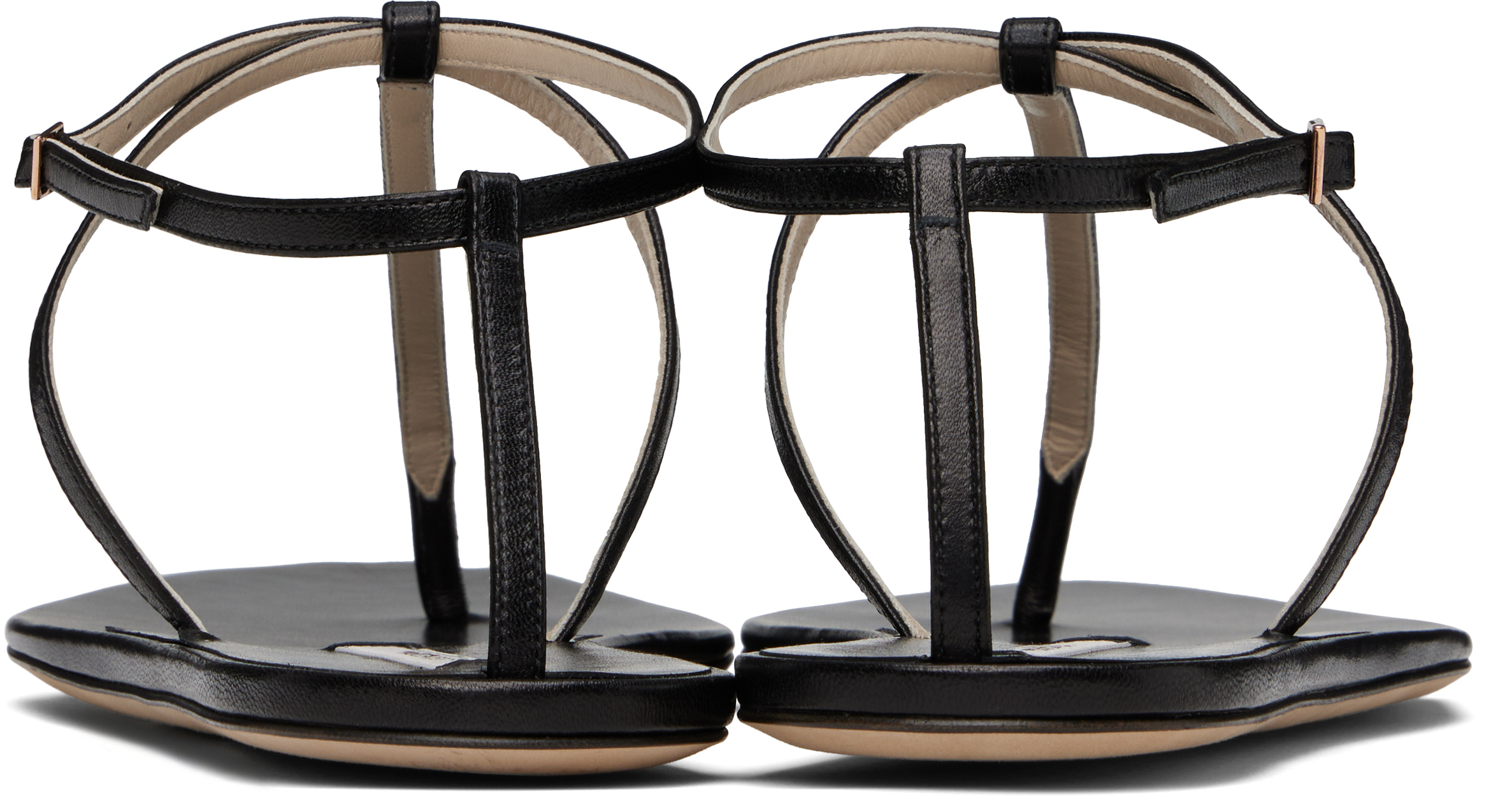 Shop Christen Ssense Exclusive Black Mono Strap Flat Sandals
