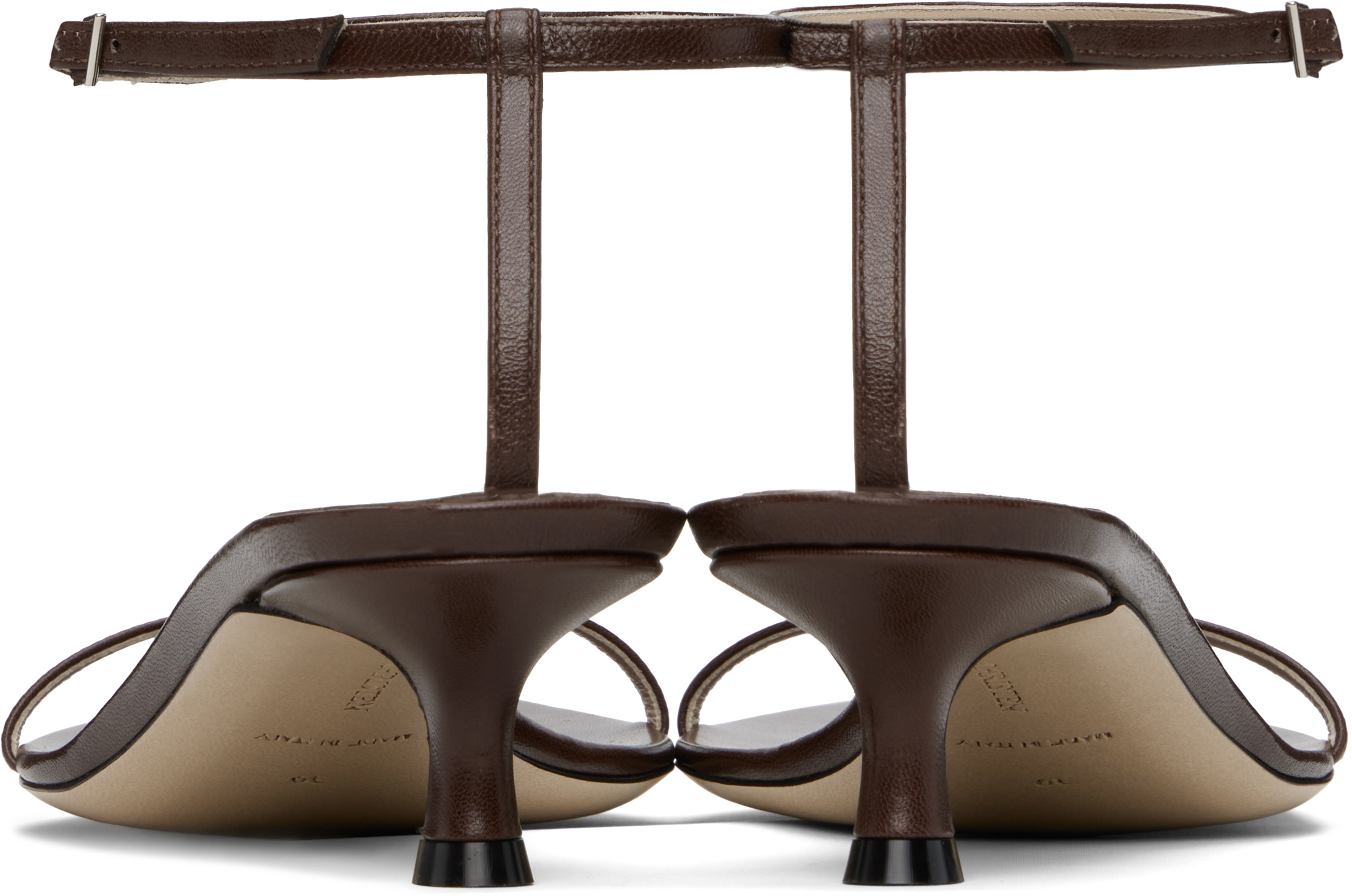 Shop Christen Ssense Exclusive Brown 35mm Double Strap Kitten Heeled Sandals
