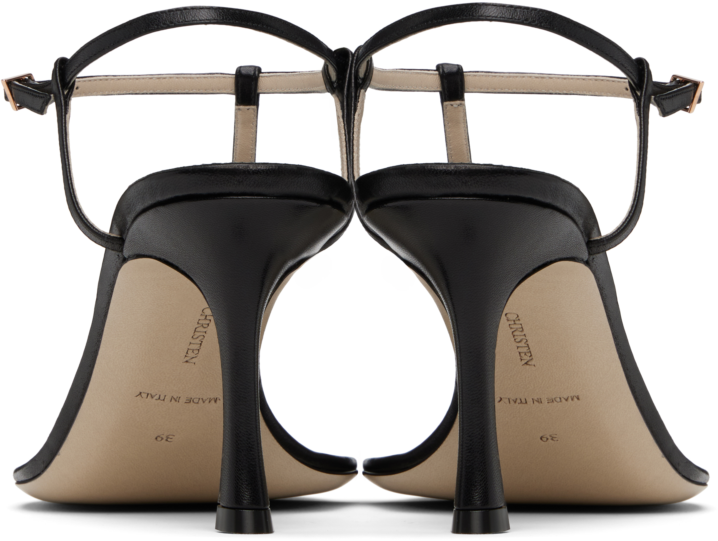 Shop Christen Ssense Exclusive Black 75mm Mono Strap Heeled Sandals