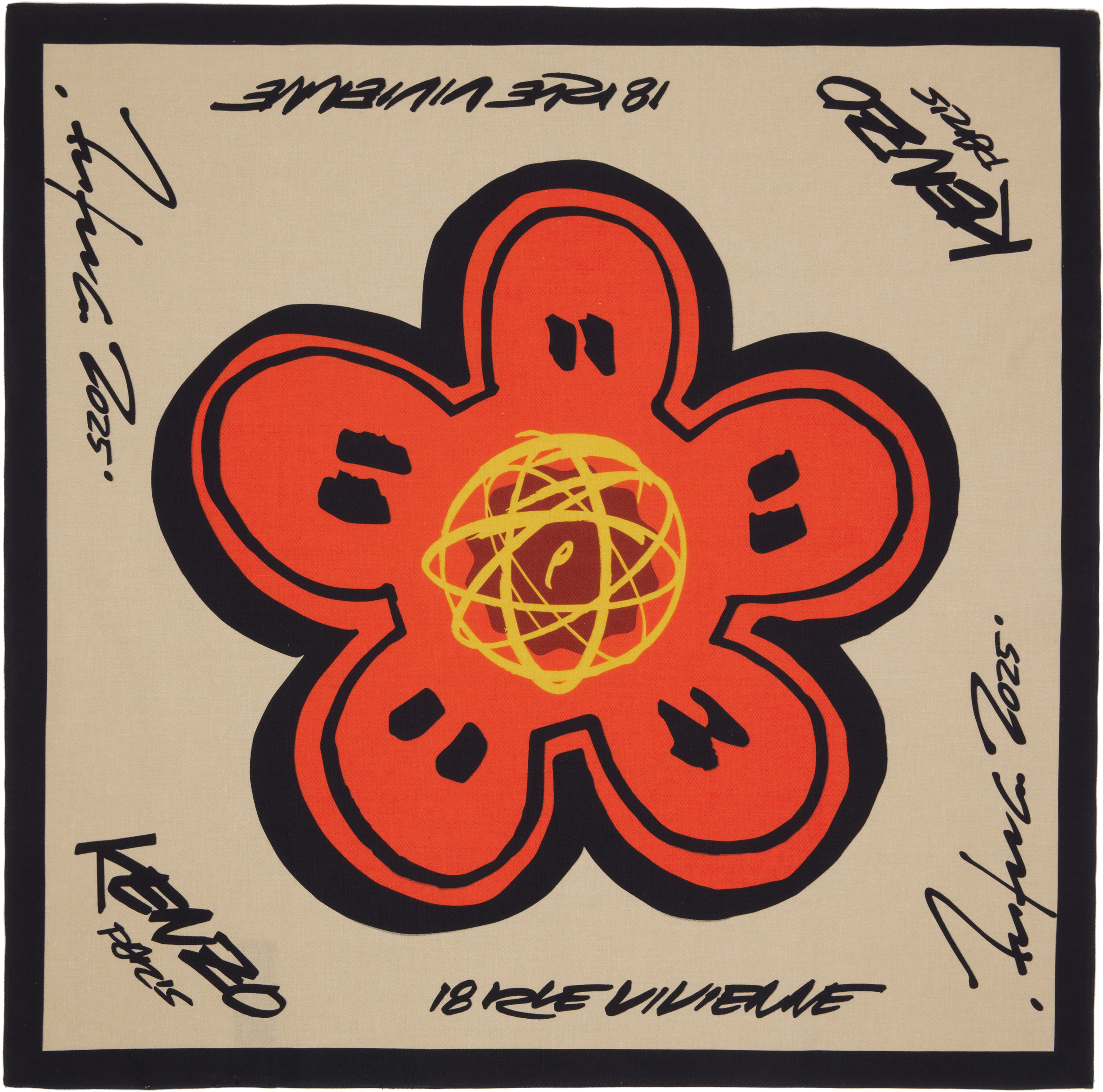 Kenzo Beige  Paris Futura 2000 Edition Bandana Scarf In Neutral