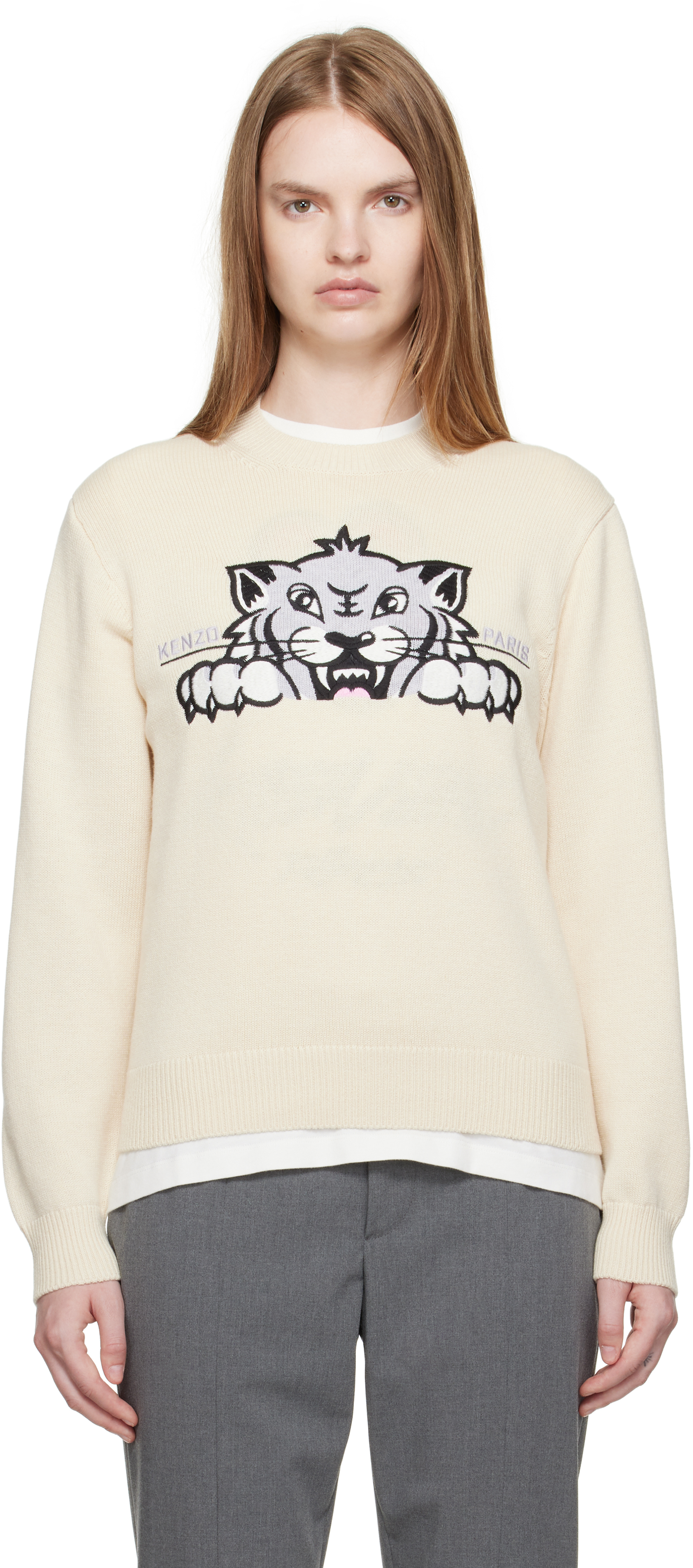 Kenzo Beige Kenzo Paris 'KENZO Happy Tiger' Sweater
