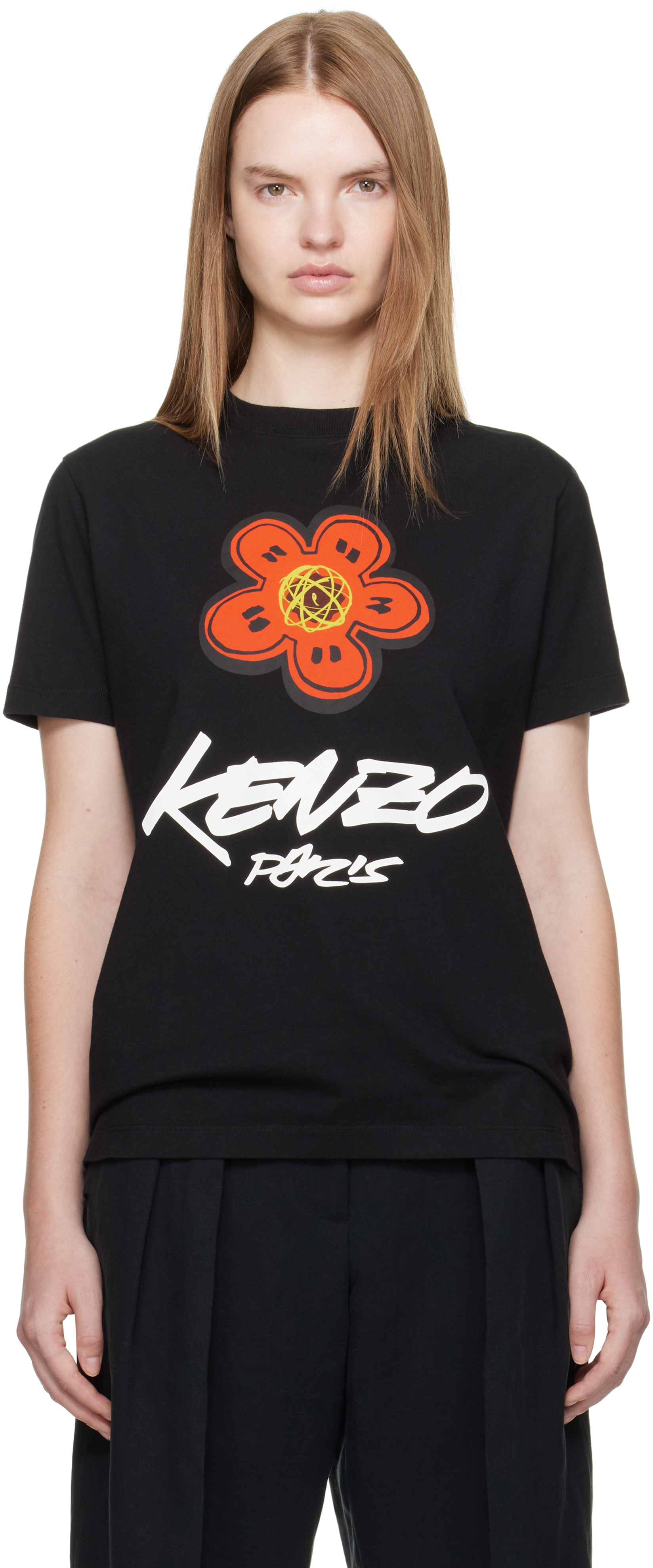 Kenzo Black Cotton T-shirt In Black