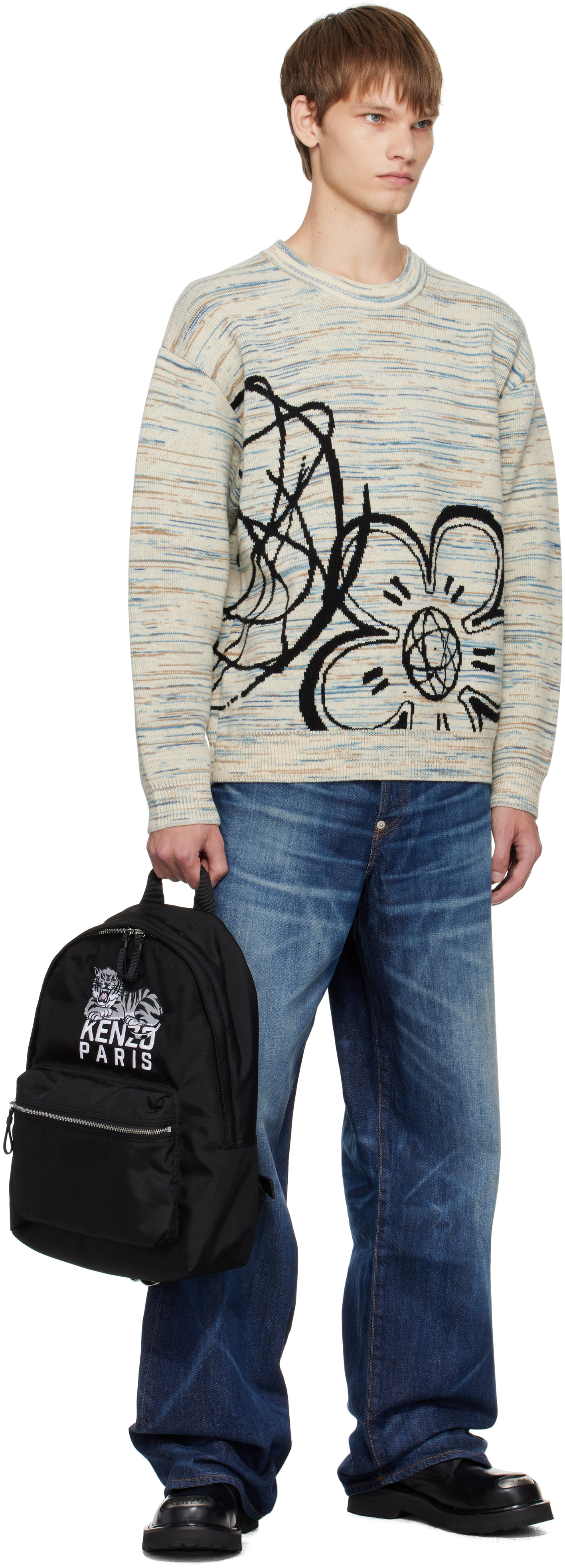 Kenzo Logo-embroidered Backpack In Black
