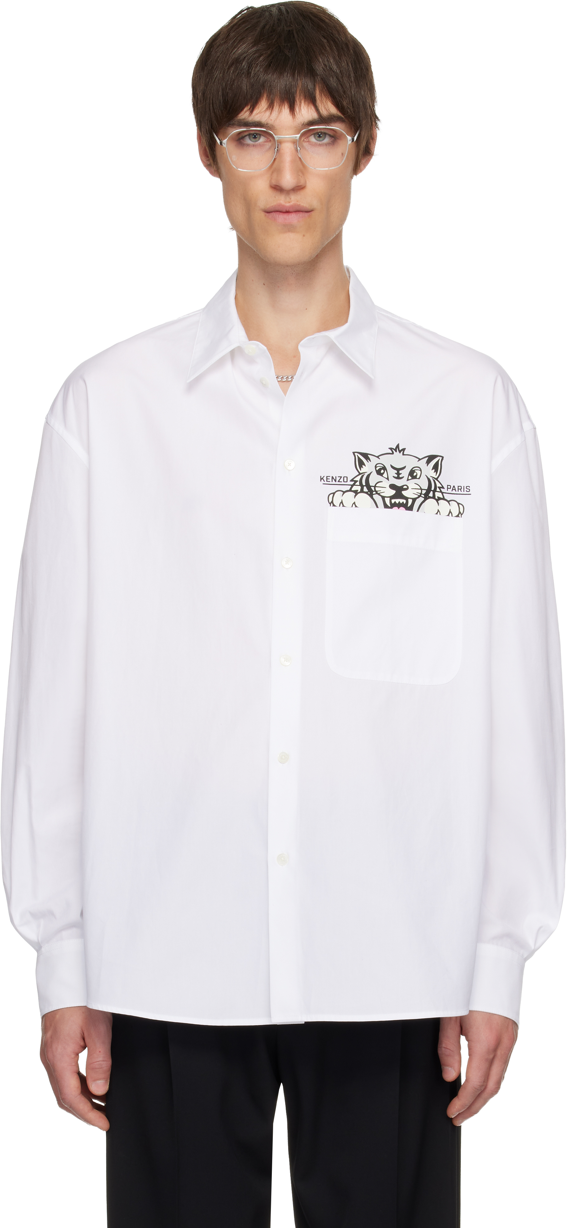 Kenzo Cotton Poplin Shirt In White