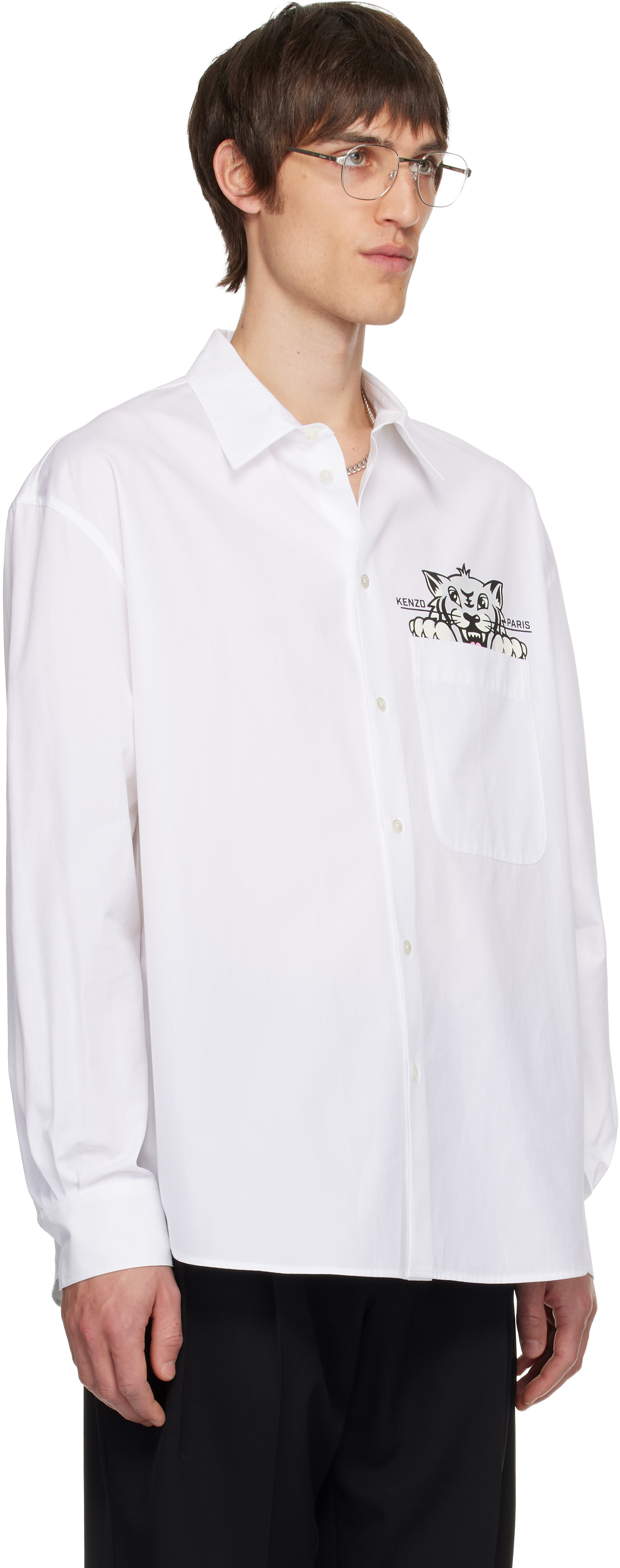 Kenzo Cotton Poplin Shirt In White