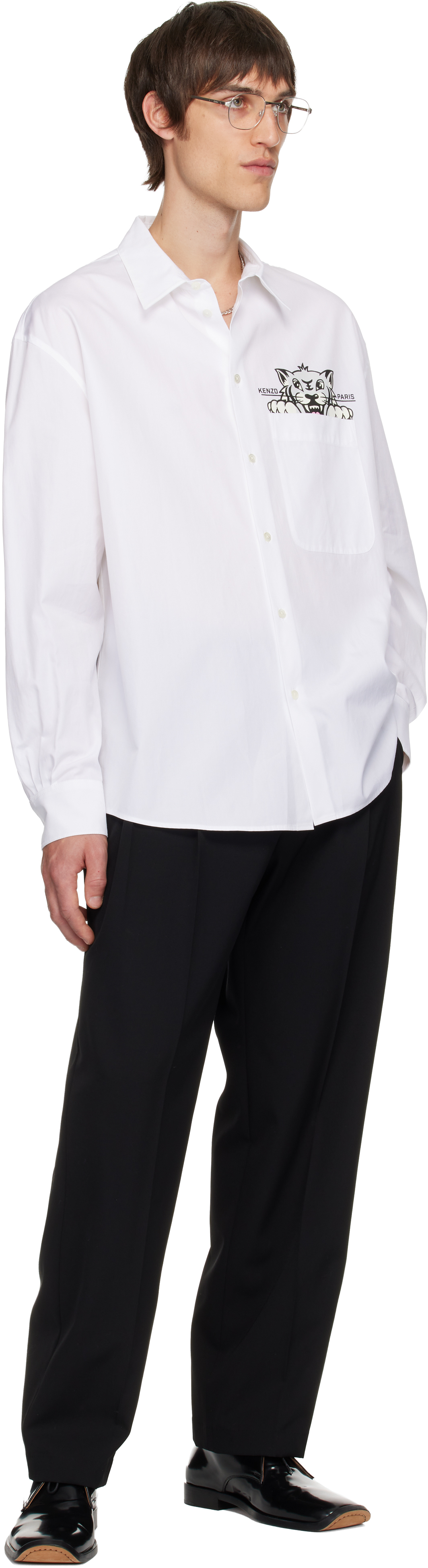 Kenzo Cotton Poplin Shirt In White