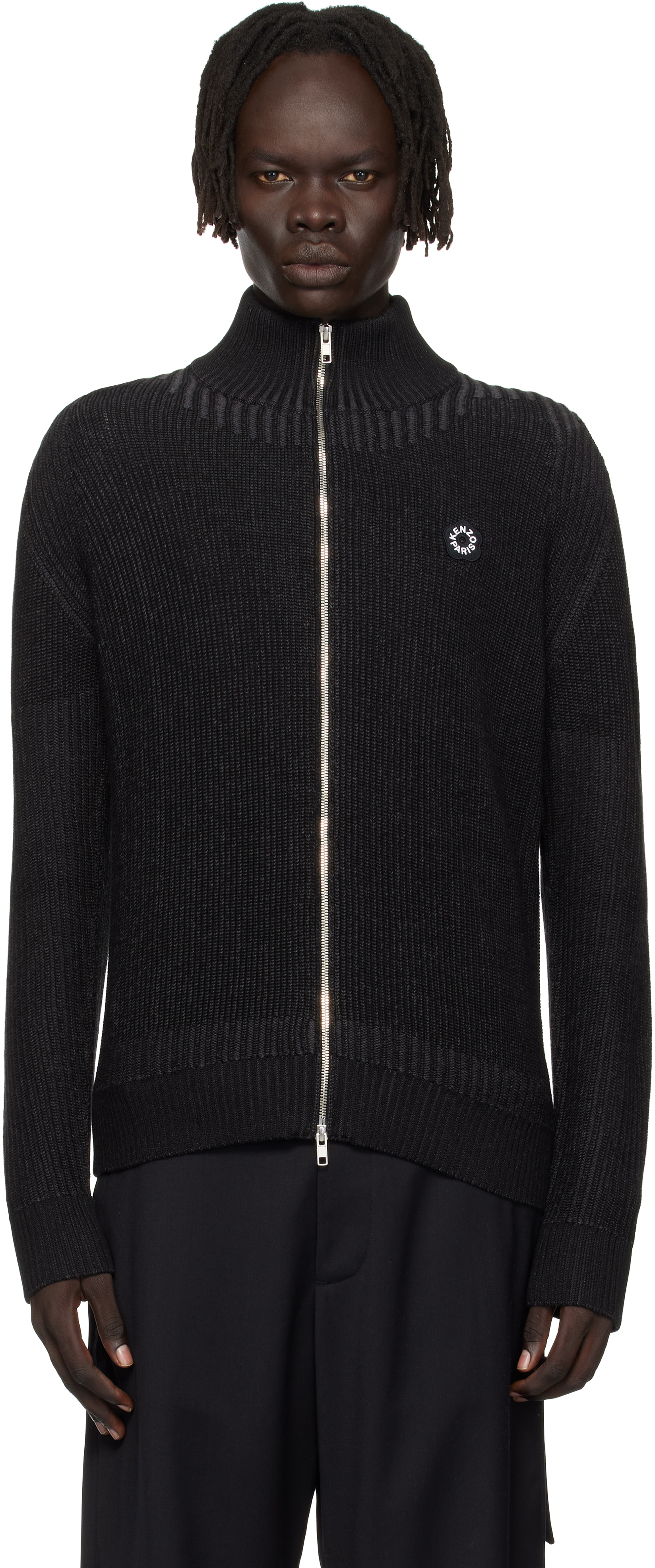 Kenzo: Black Kenzo Paris 'Boke Flower 2.0' Zipped Cardigan