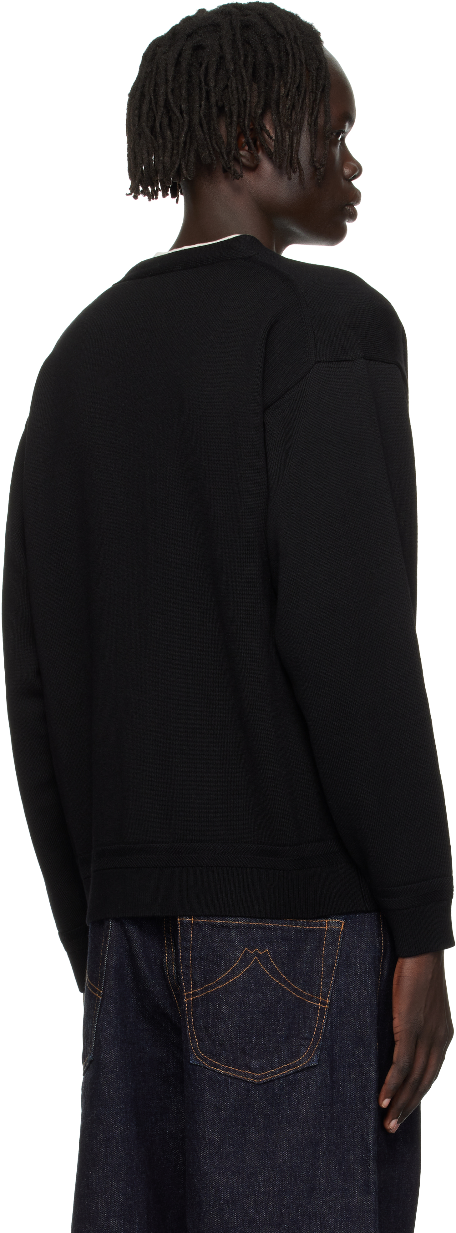 Kenzo V-neckline Cuffs And Hem In Ribbing In Black