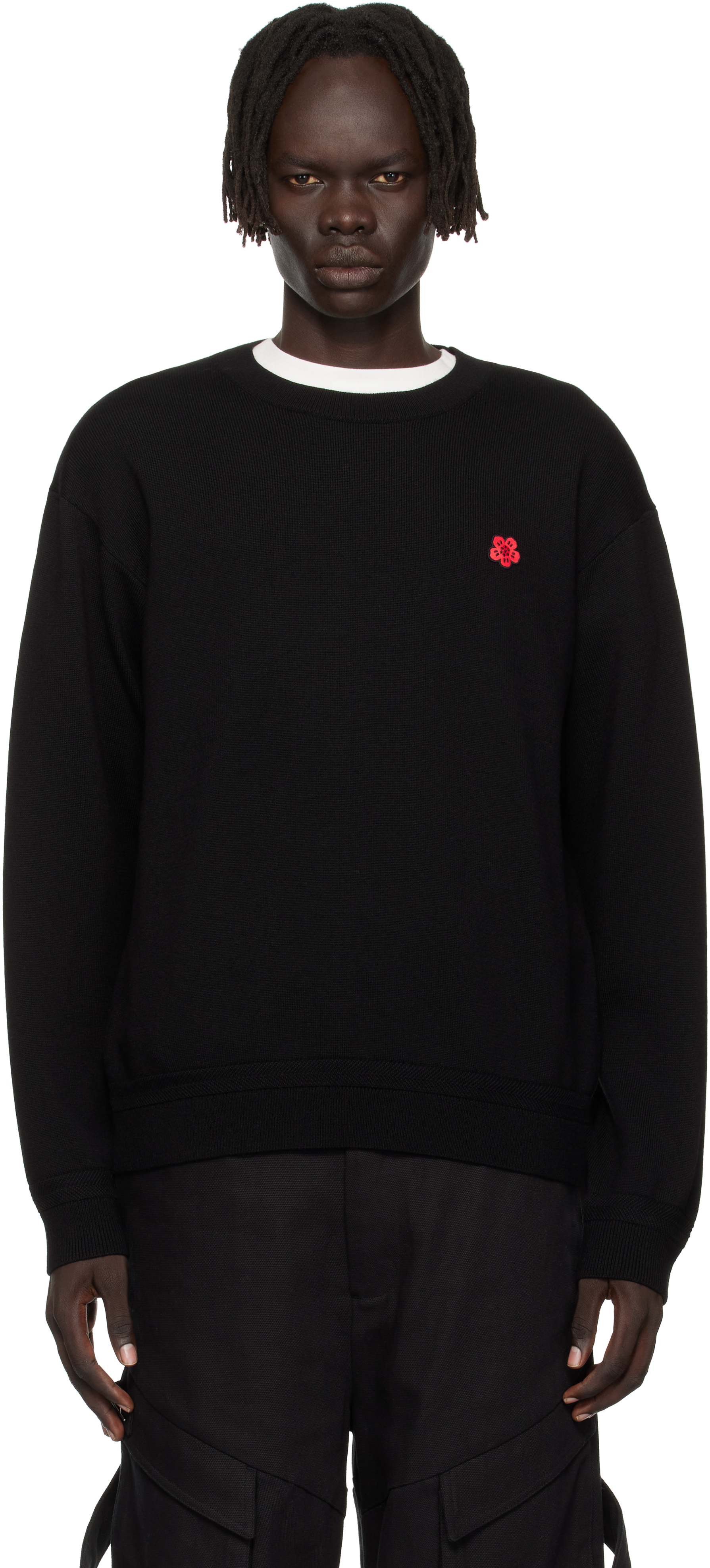 【送料&関税込】Kenzo boke Flower Black Wool Sweater Kenzo: Black Kenzo Paris 'Boke Flower' Sweater | SSENSE