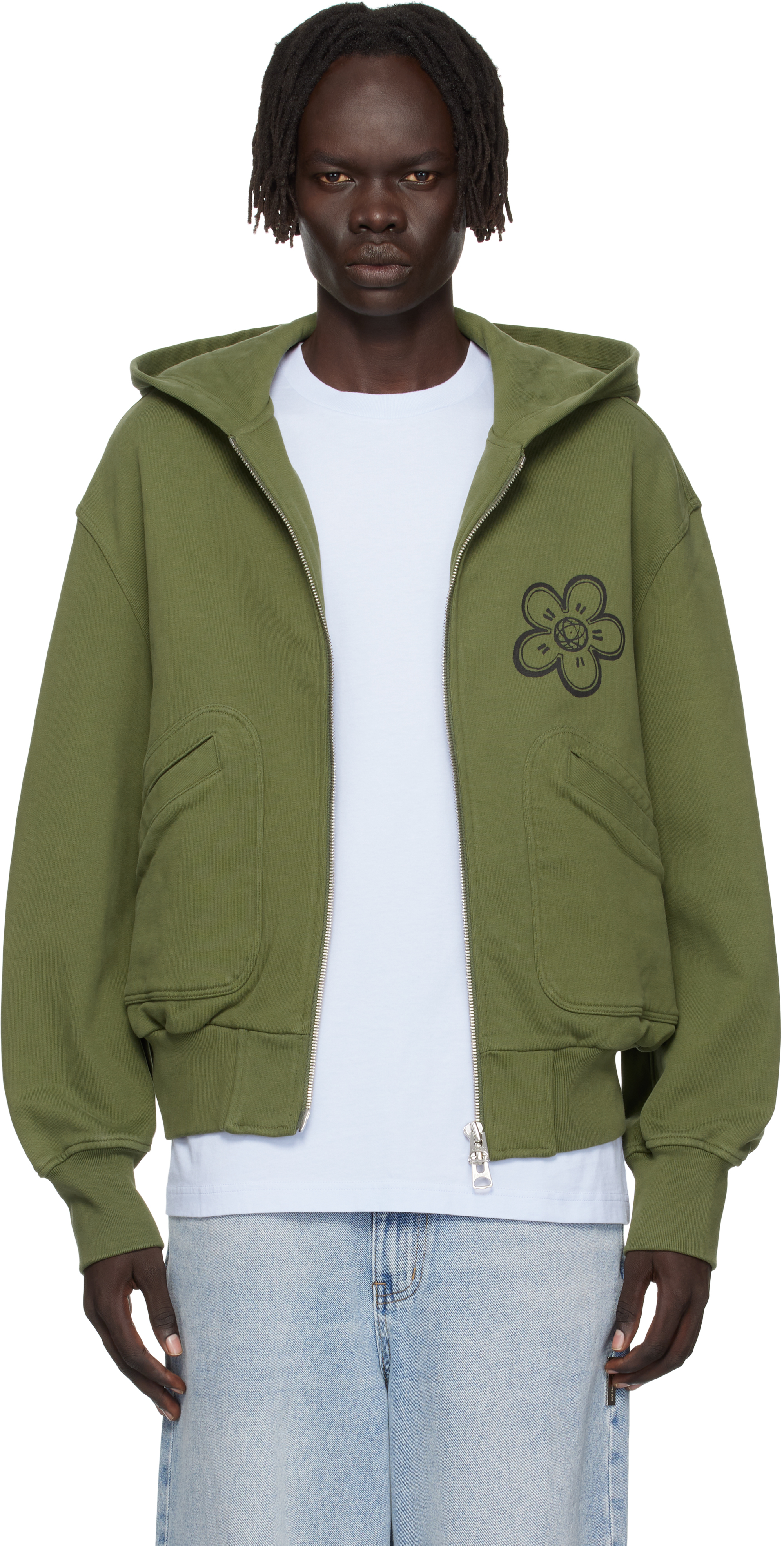 Khaki Kenzo Paris Futura 2000 Edition Boxy Full-Zip Hoodie by